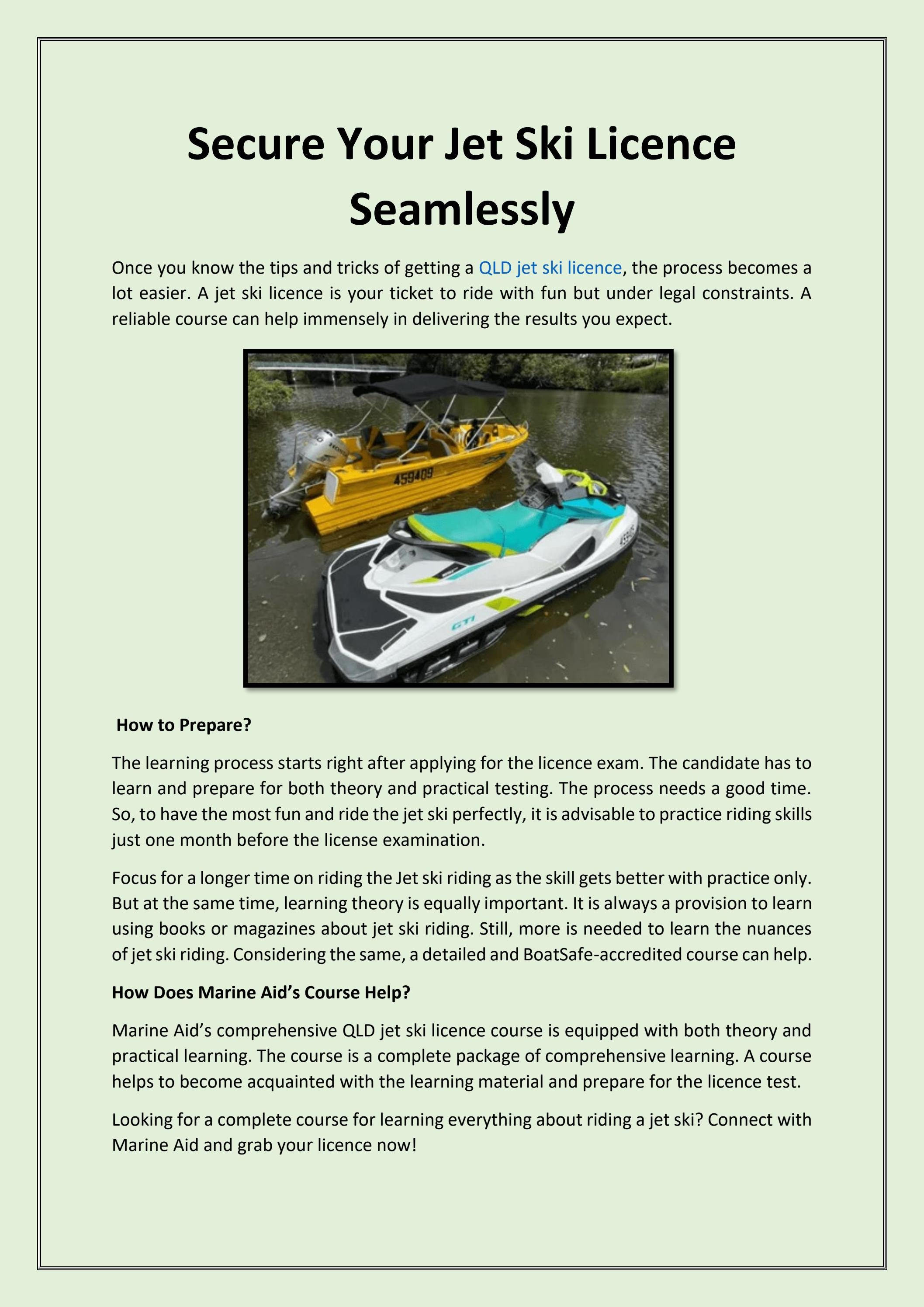 Secure Your Jet Ski Licence Seamlessly by Marine Aid Issuu