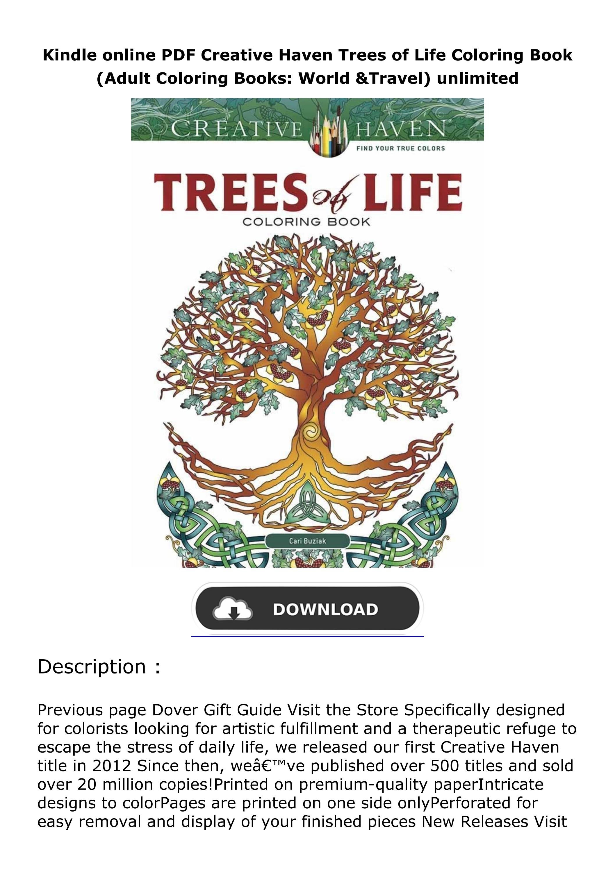 Kindle online PDF Creative Haven Trees of Life Coloring Book (Adult ...