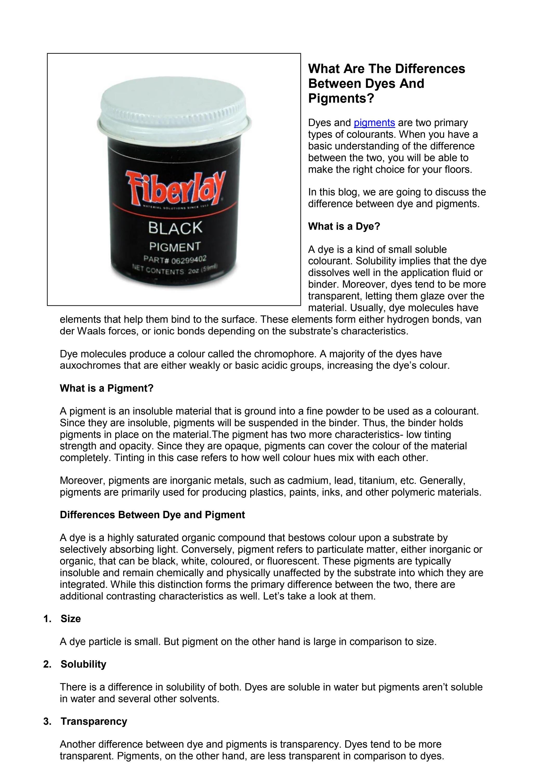 Differences Between Dyes And Pigments by fiberglasswarehouse85 Issuu