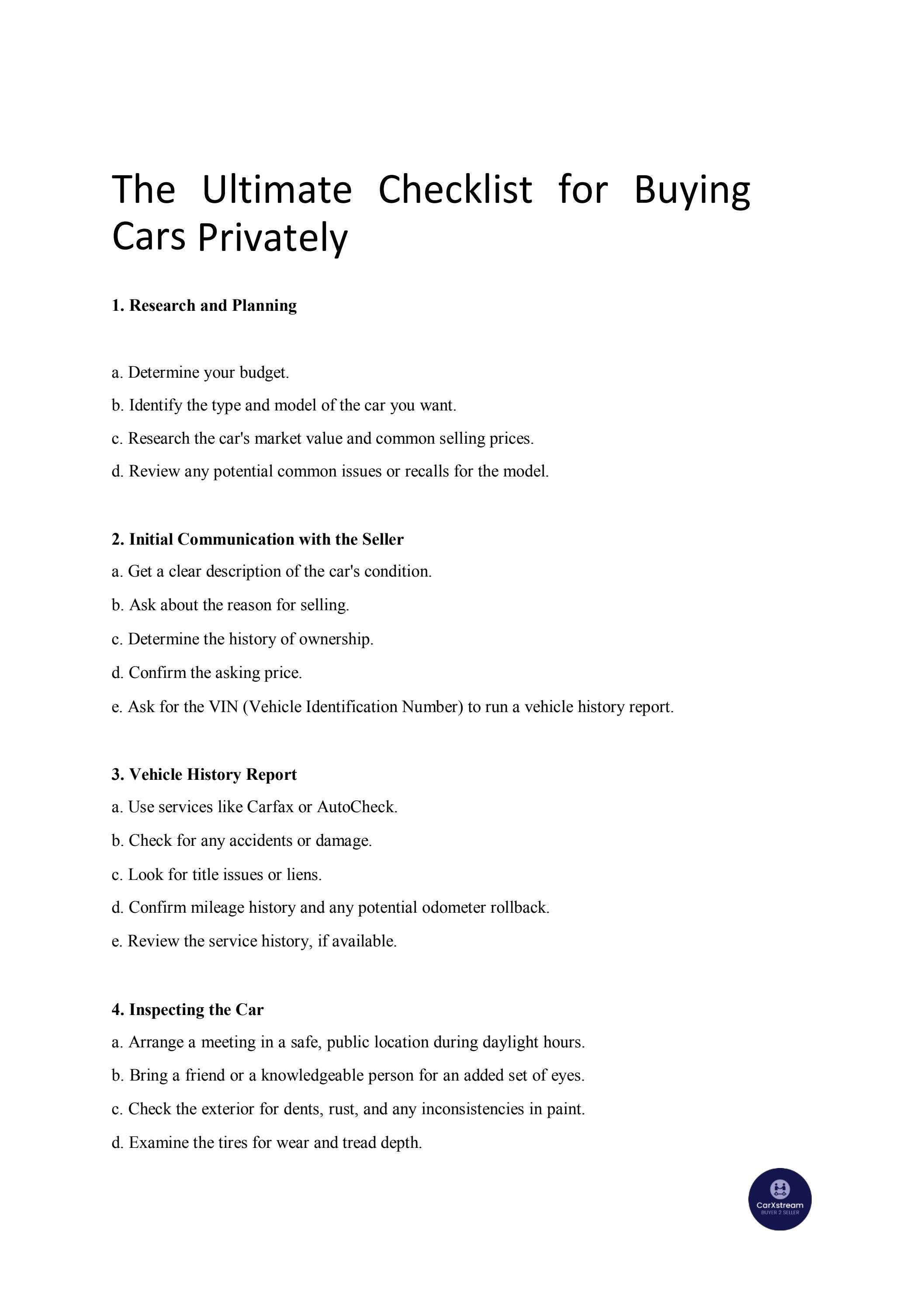 The Ultimate Checklist for Buying Cars Privately by CarXstream Issuu