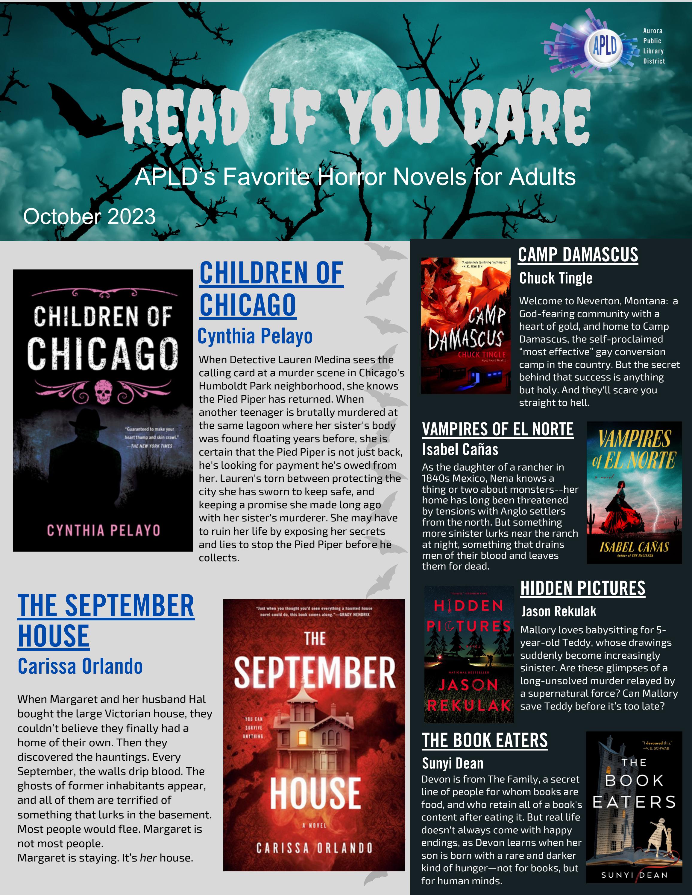 APLD’s Favorite Horror Novels for Adults by Aurora Public Library