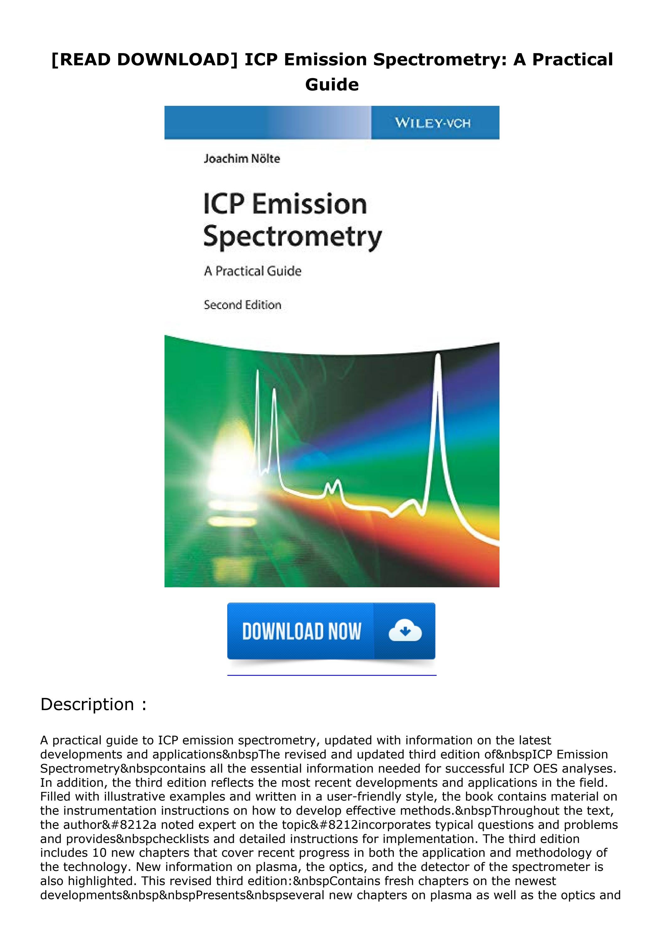 [READ DOWNLOAD] ICP Emission Spectrometry A Practical Guide by