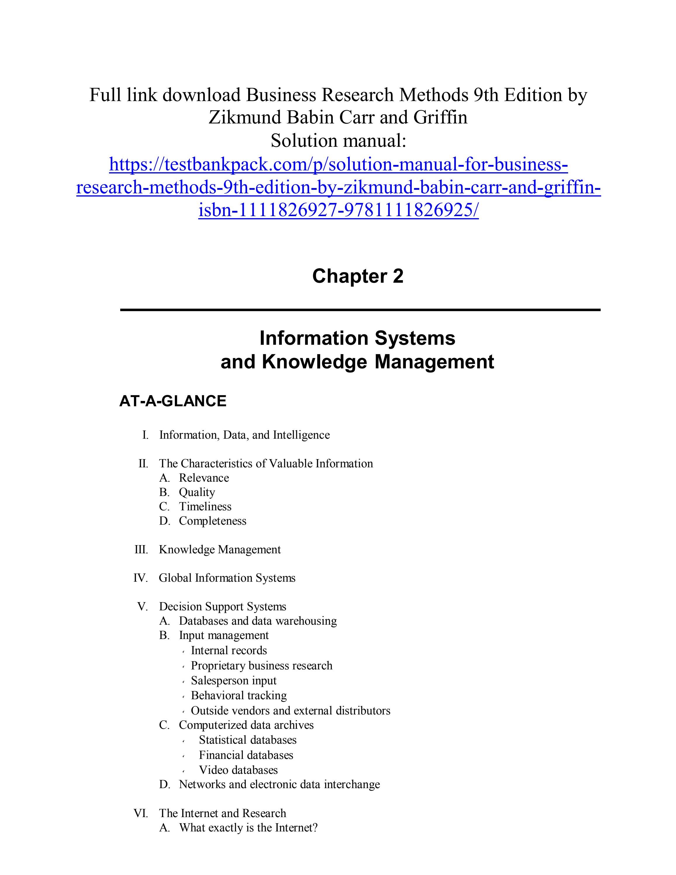 Solution manual for business research methods 9th edition by zikmund