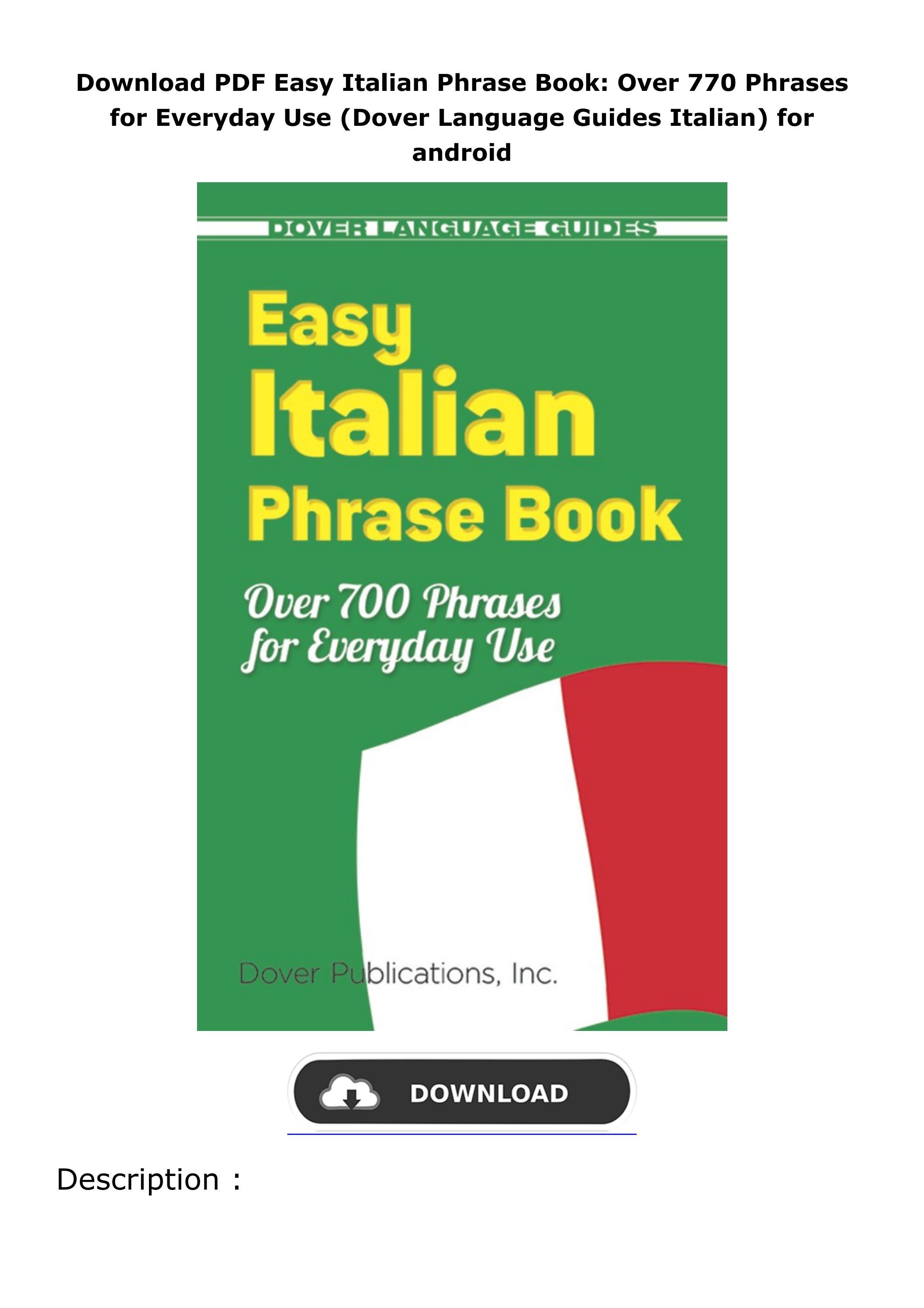 Download PDF Easy Italian Phrase Book Over 770 Phrases for Everyday