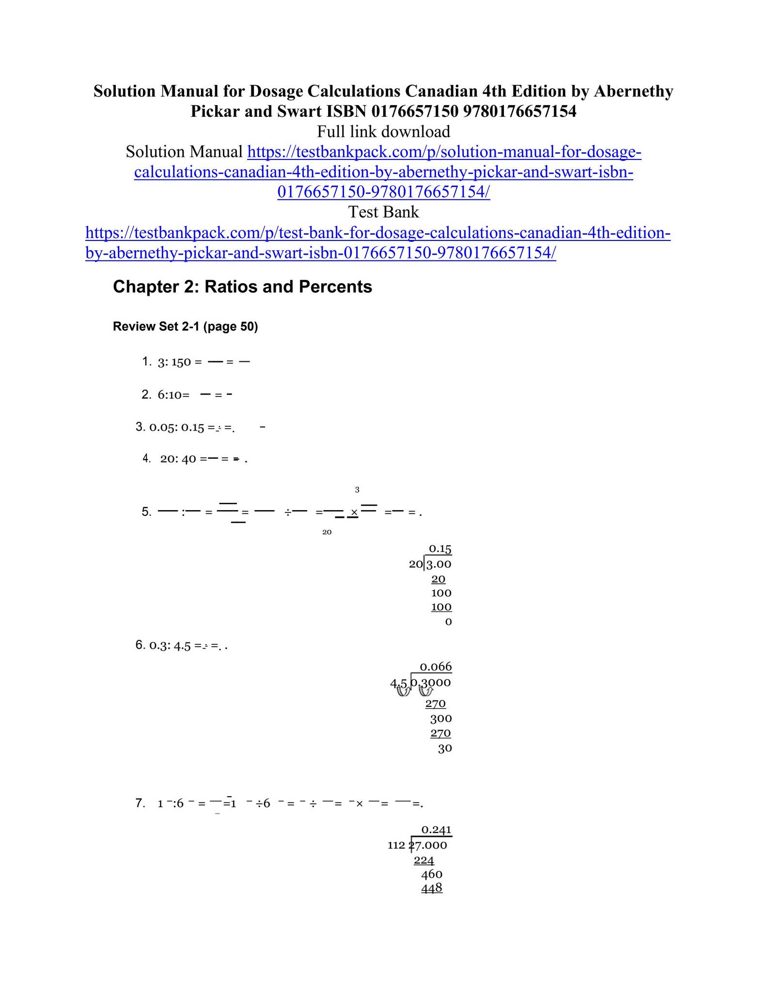 Solution manual for dosage calculations canadian 4th edition by ...