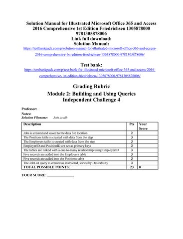 Solution manual for illustrated microsoft office 365 and access 2016 ...