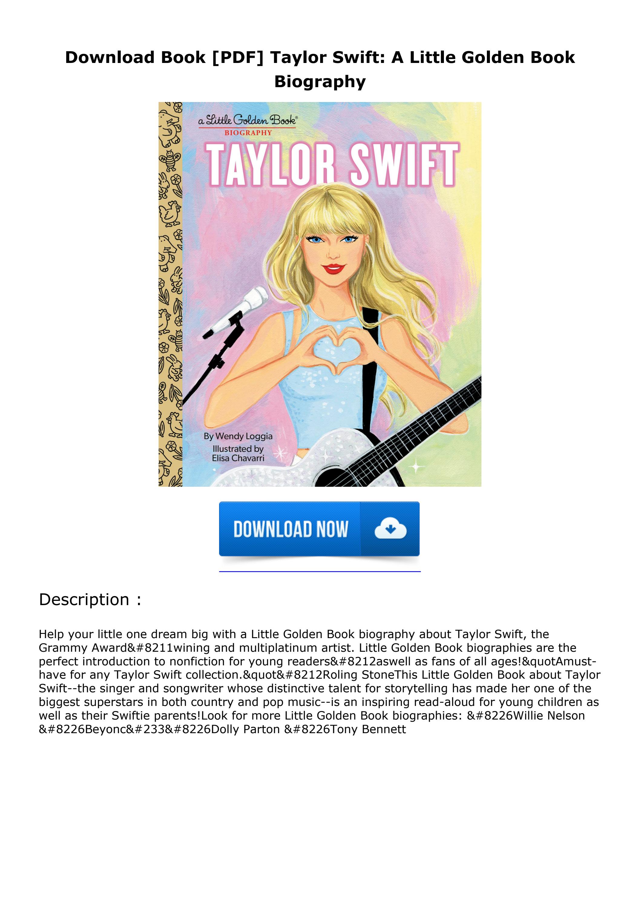 Download Book [PDF] Taylor Swift: A Little Golden Book Biography by
