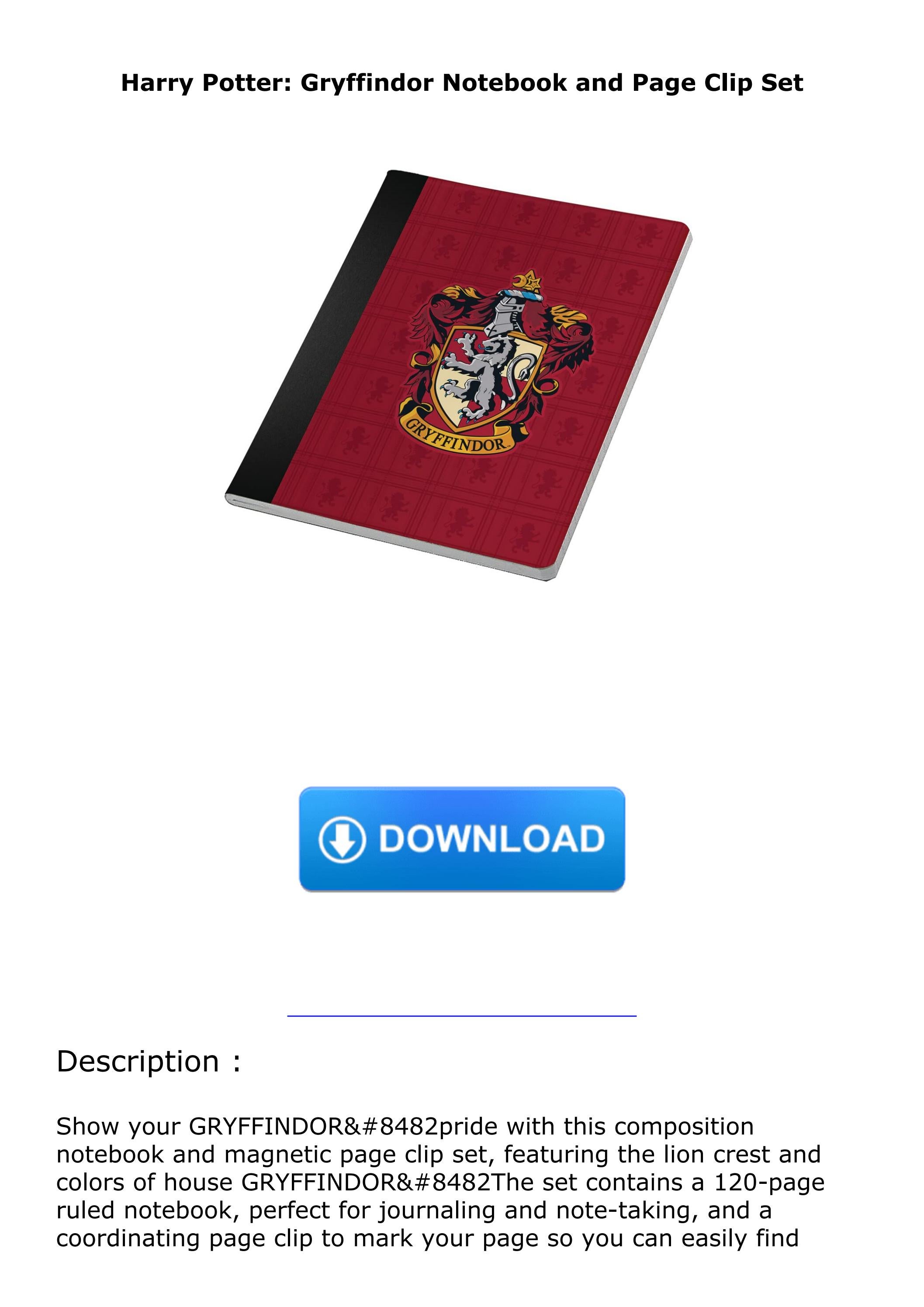 [PDF READ ONLINE] Harry Potter: Gryffindor Notebook and Page Clip Set ...