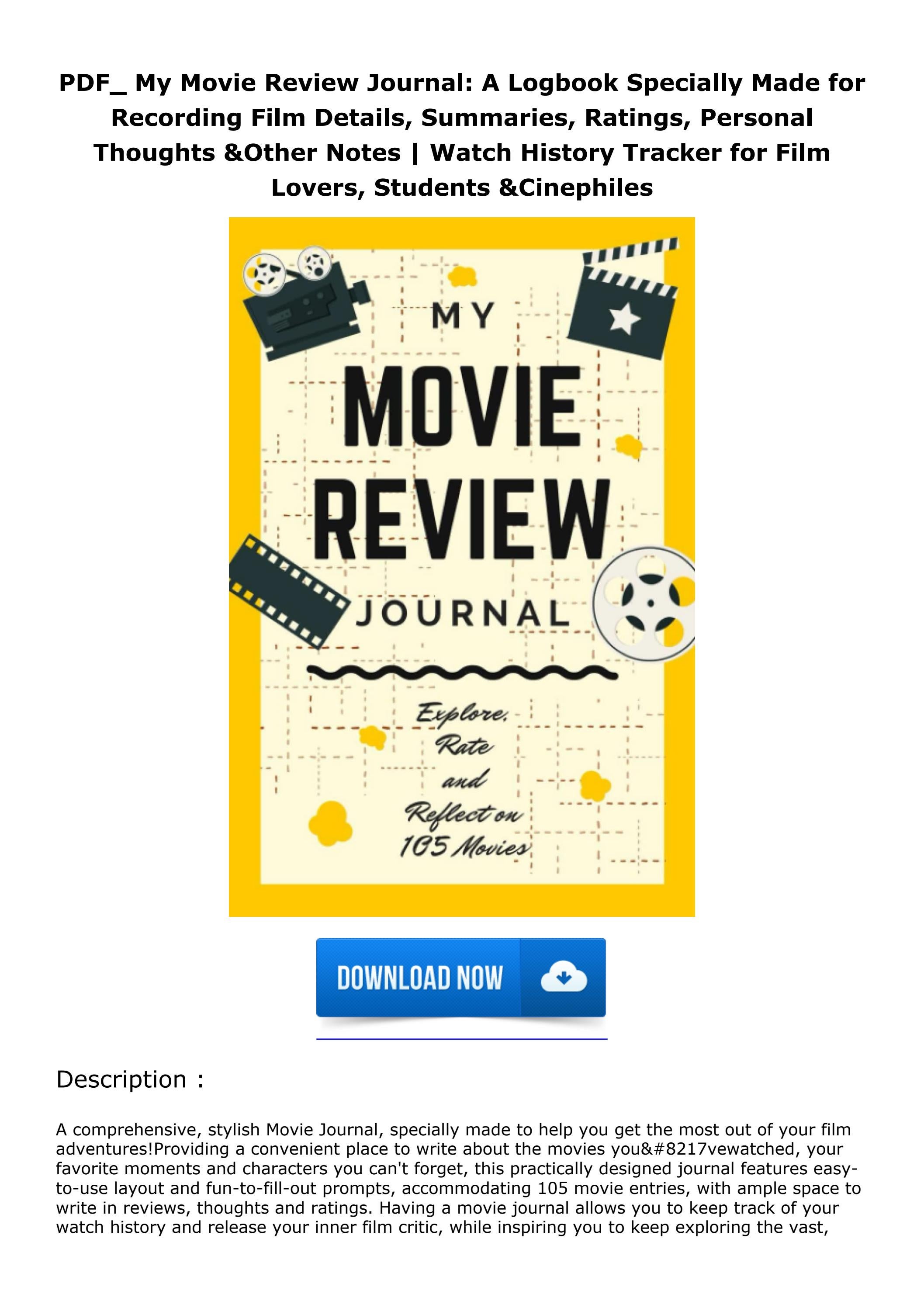 PDF_ My Movie Review Journal A Logbook Specially Made for Recording
