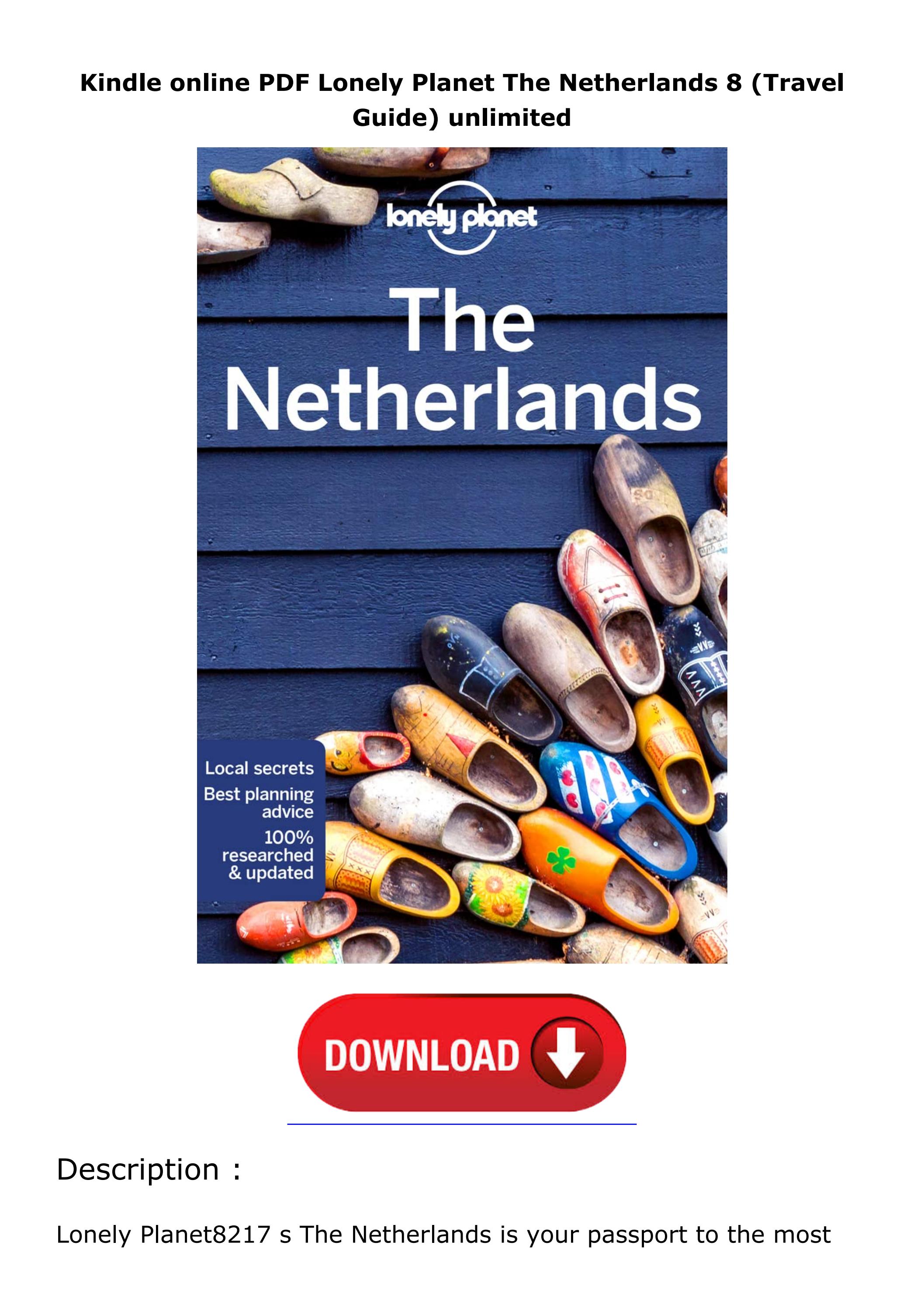 Kindle online PDF Lonely The Netherlands 8 (Travel Guide