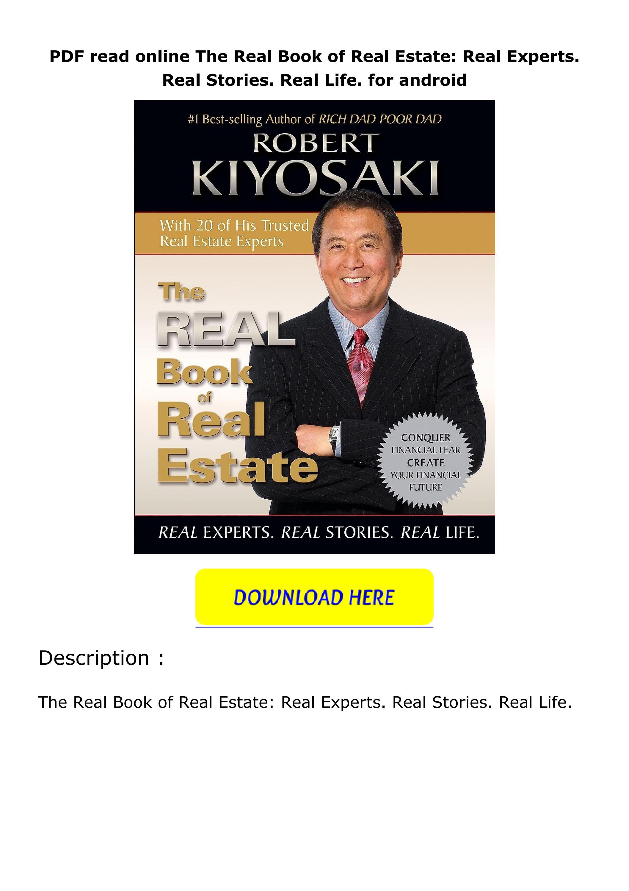 PDF read online The Real Book of Real Estate Real Experts. Real