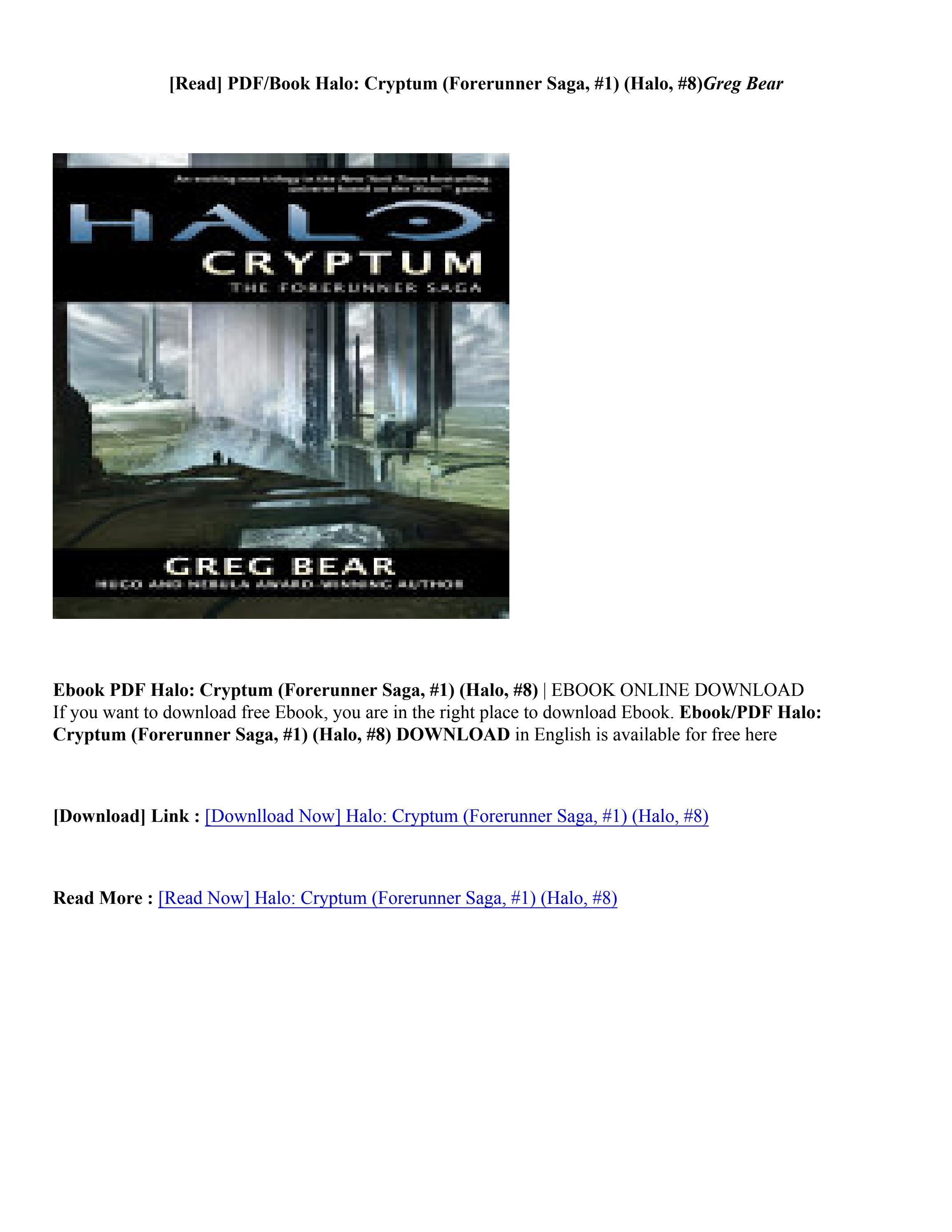 (PDF/ePub) Halo Cryptum (Forerunner Saga, 1) (Halo, 8) Greg Bear