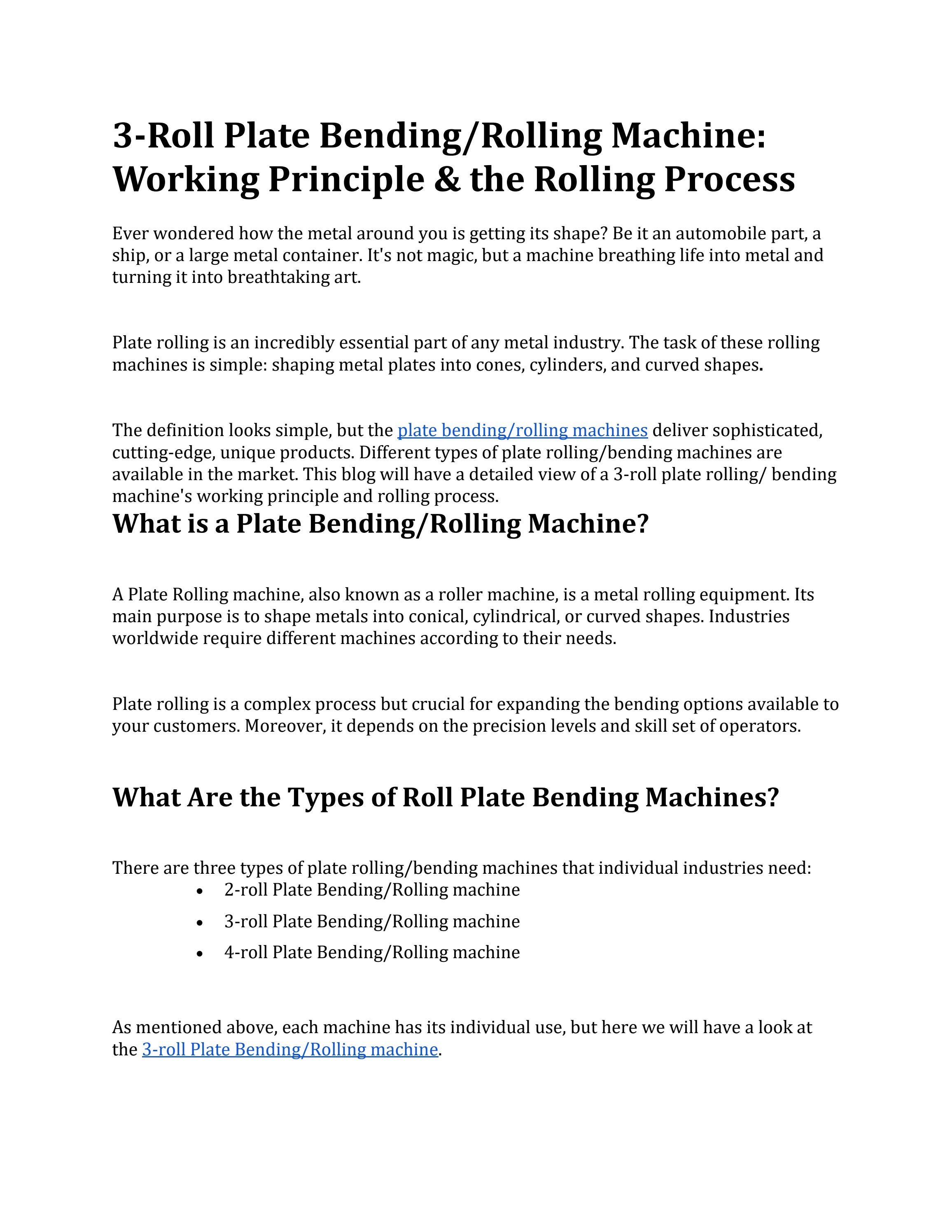 3Roll Plate Bending/Rolling Machine Working Principle & the Rolling