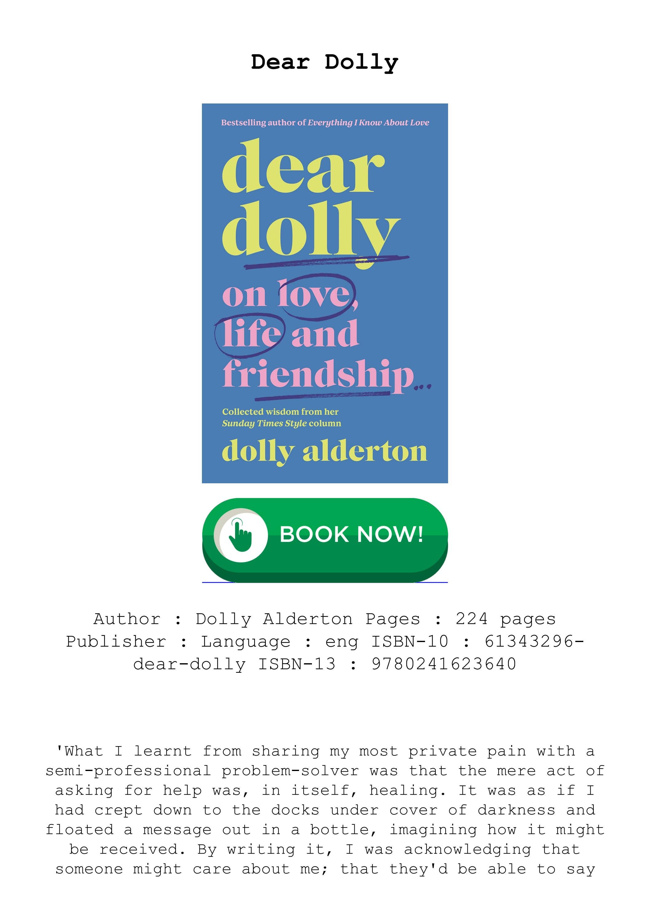 (Download Now) [PDF/BOOK] Dear Dolly by Dolly Alderton Full Access by (Are You Looking) [PDF