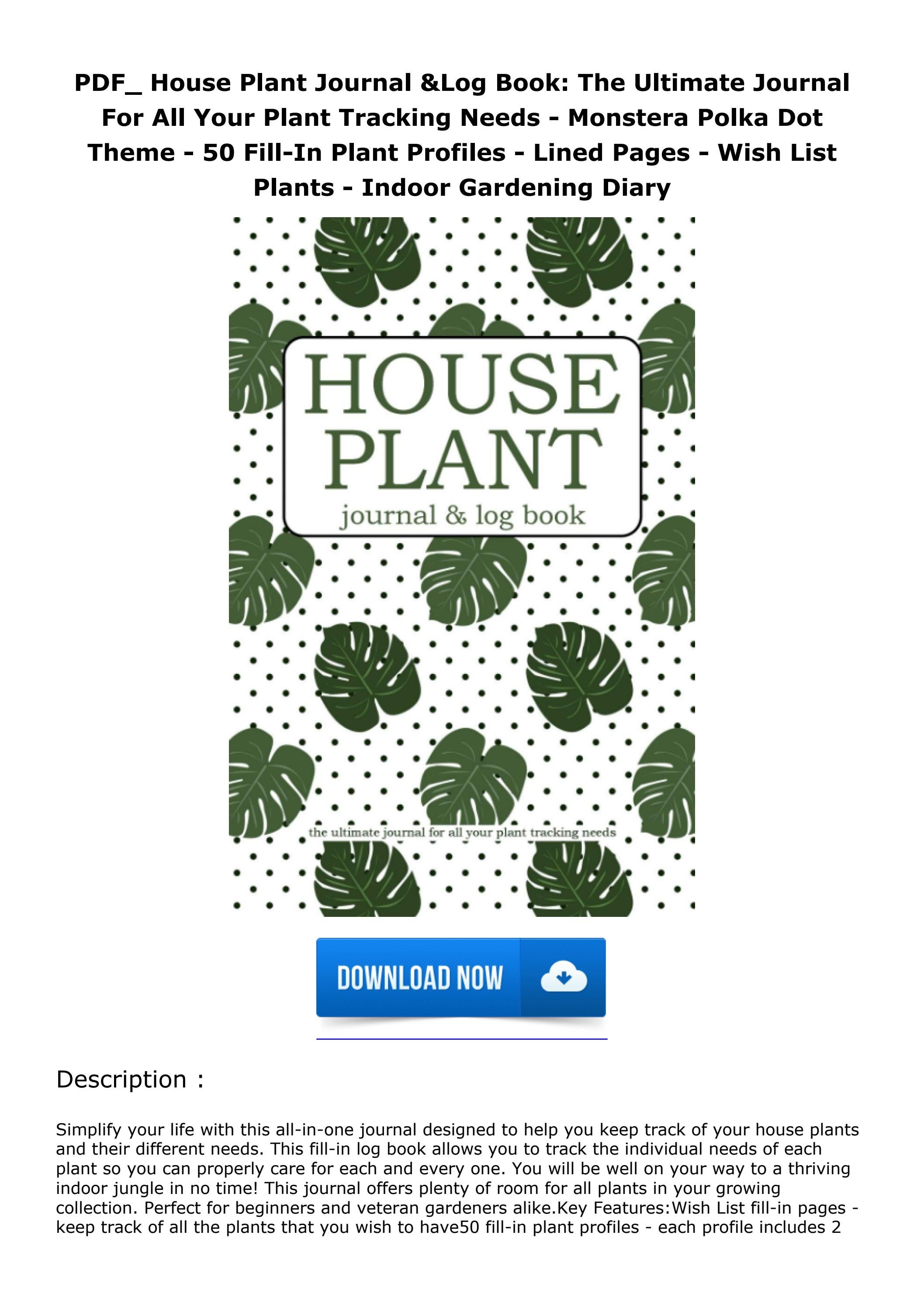 PDF_ House Plant Journal &amp; Log Book: The Ultimate Journal For All Your ...