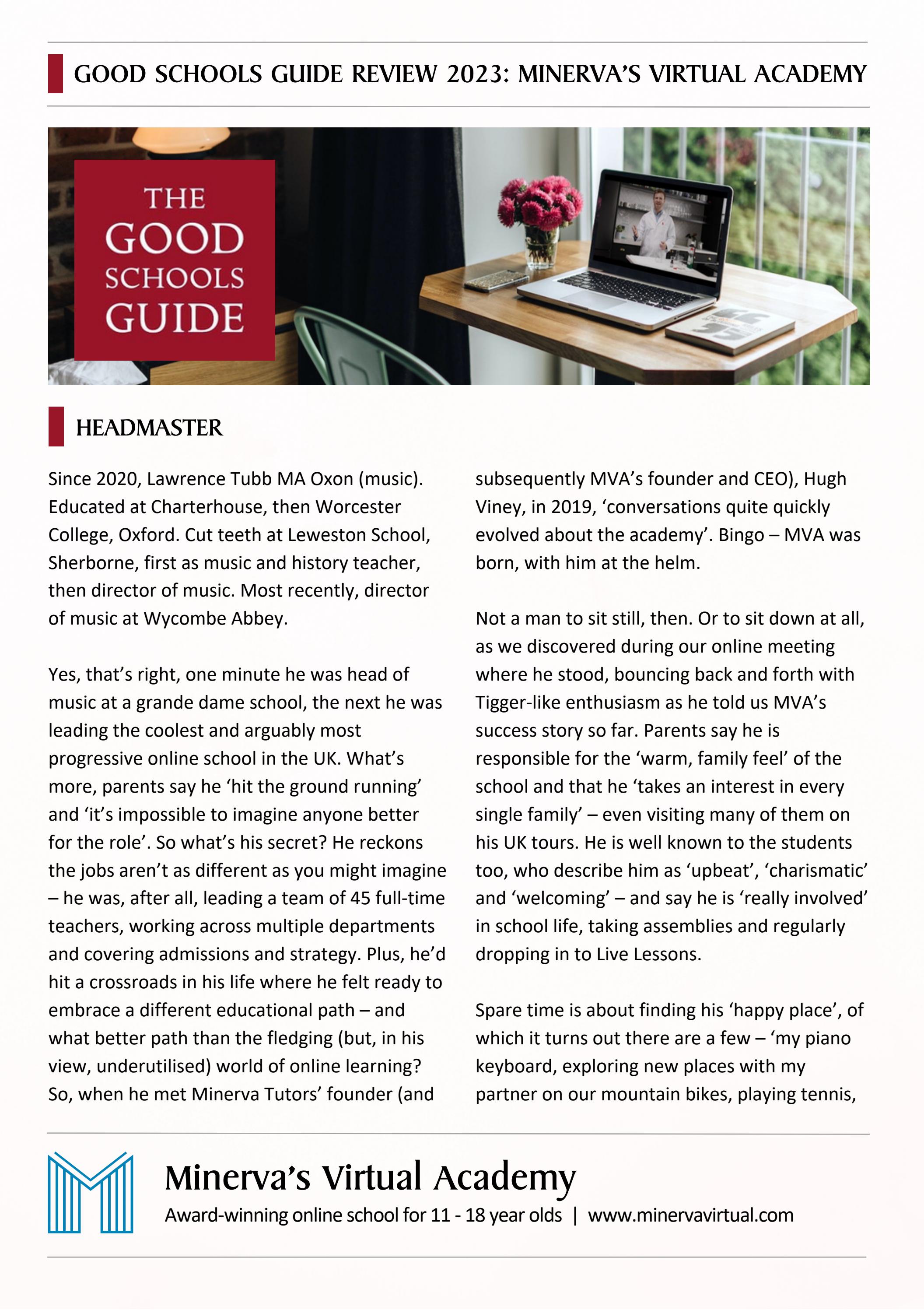 MVA Good Schools Guide Review By Hugo Davison Issuu Page 1 