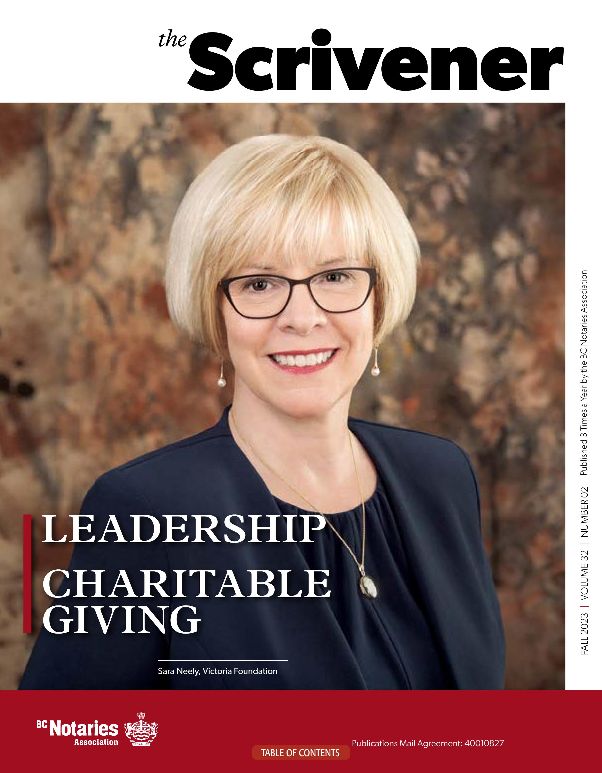 The Scrivener Fall 2023 Volume 32 Number 2 by BC Notaries