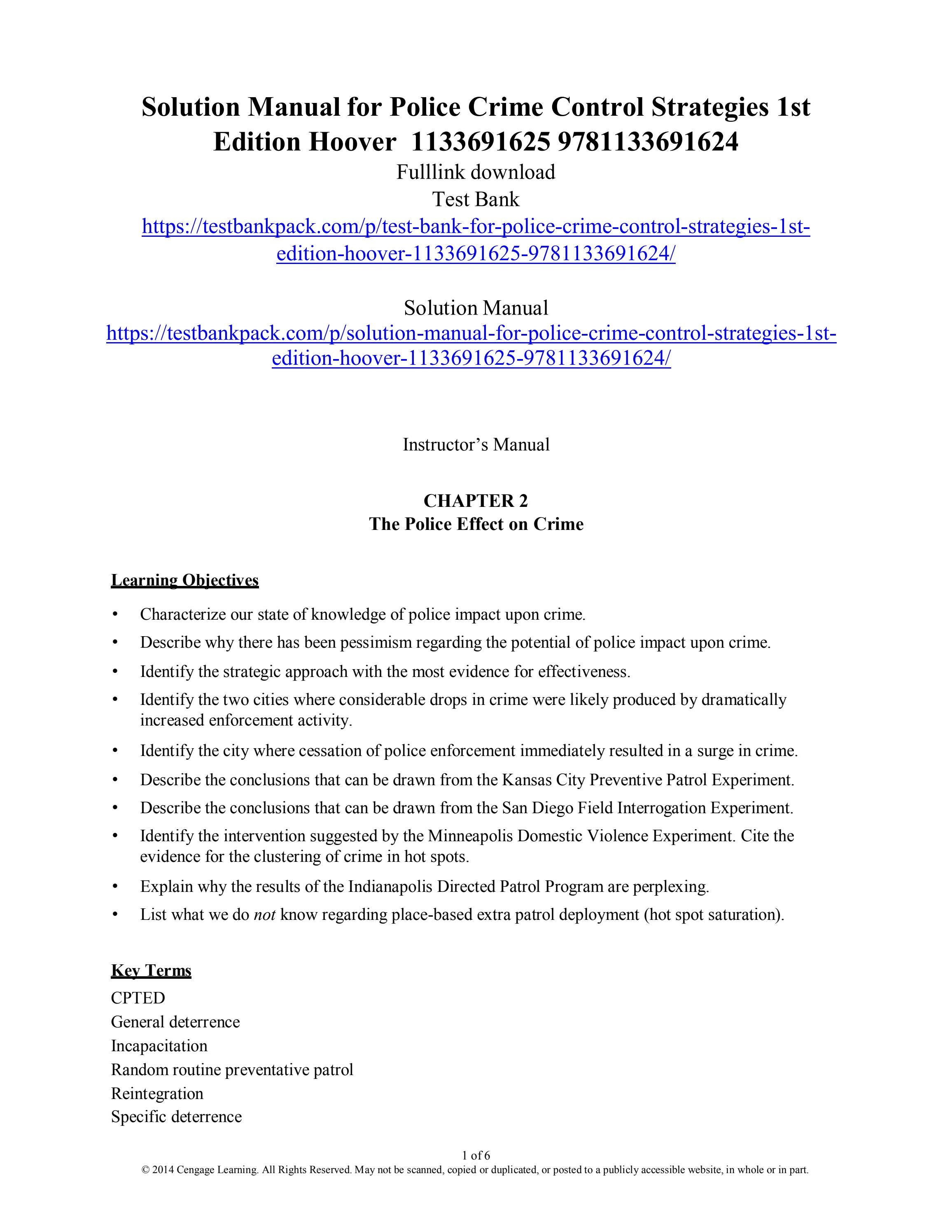Solution manual for police crime control strategies 1st edition hoover