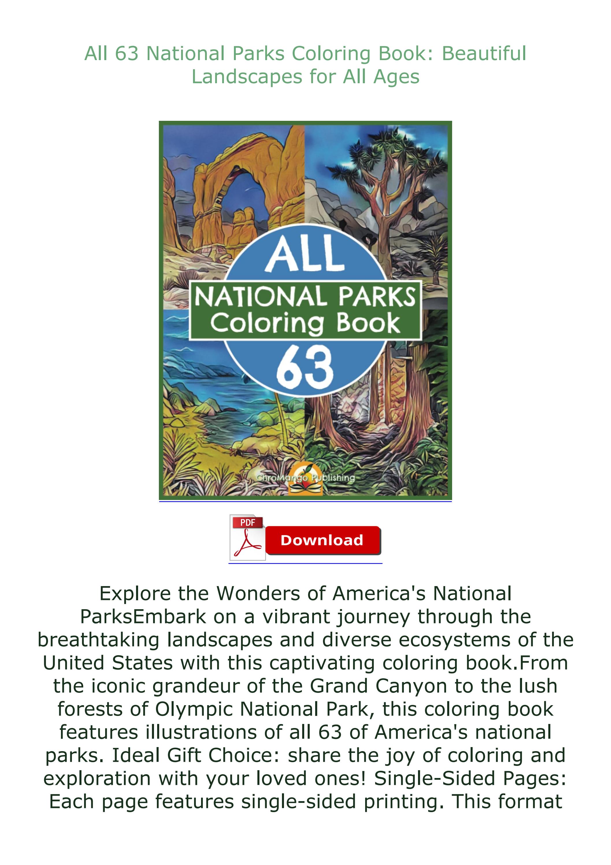 [EPUB] All 63 National Parks Coloring Book: Beautiful Landscapes for