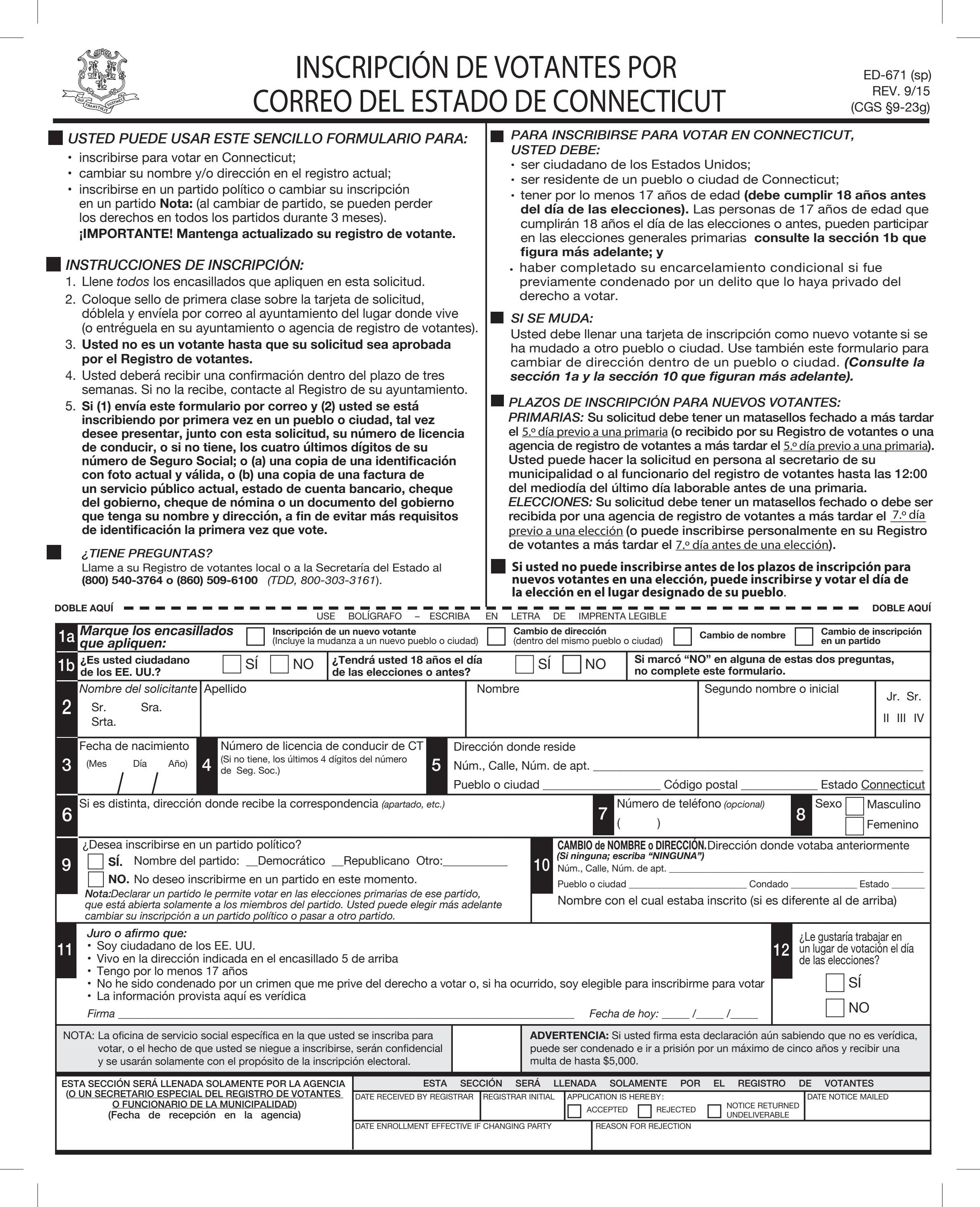 Connecticut voter registration form (Español) by Record Journal Issuu