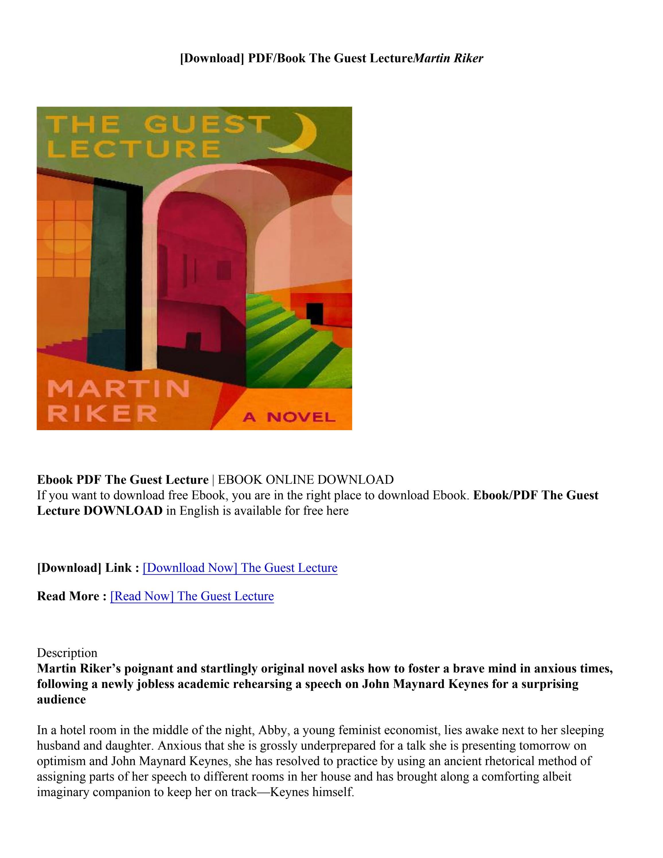 Macrin Rjer (PDF) Download The Guest Lecture By Martin Riker by ricibourke99 - Issuu