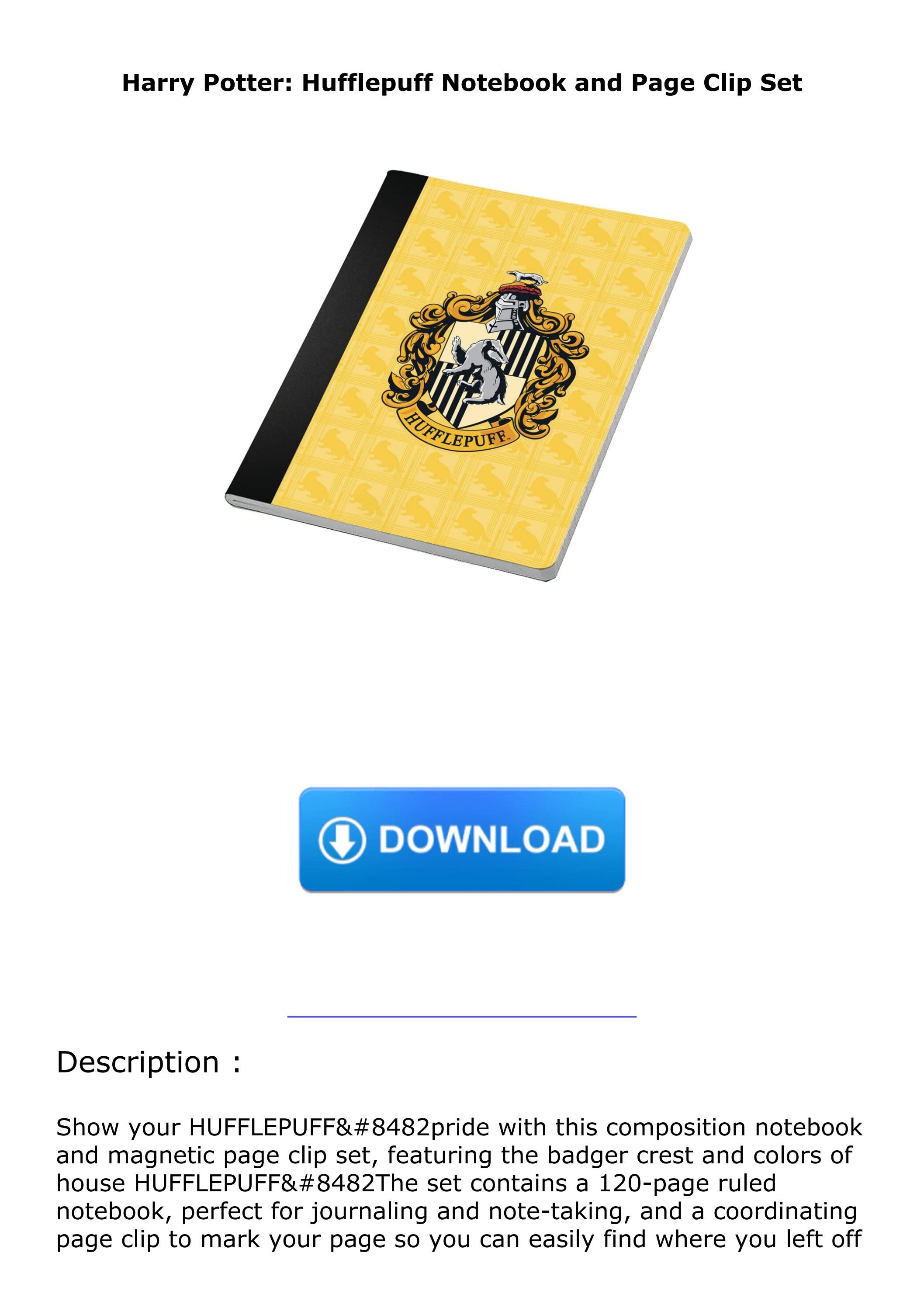READ [PDF] Harry Potter: Hufflepuff Notebook and Page Clip Set by ...
