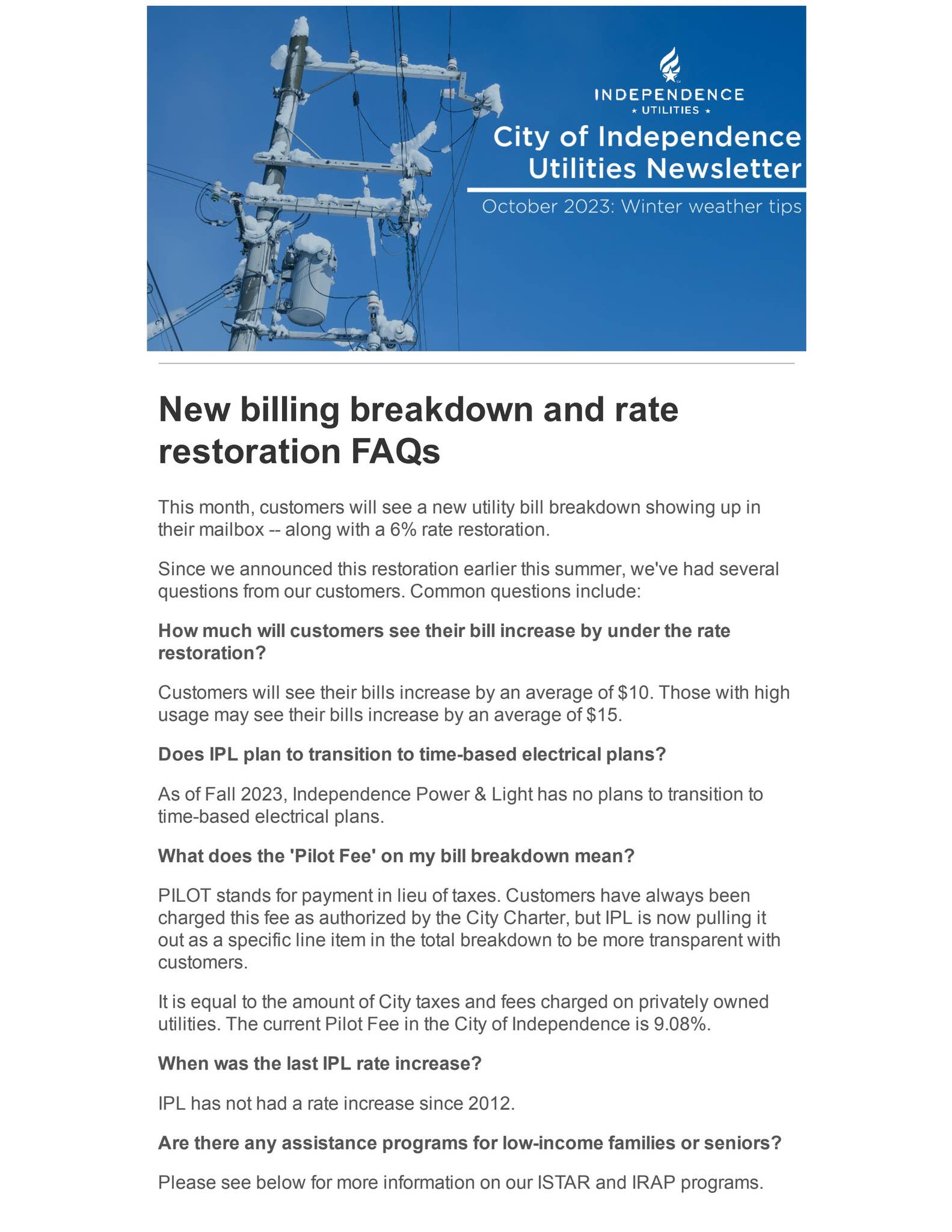 Utility Newsletter Examples October 2023 Utilities Newsletter by cityofindepmo - Issuu
