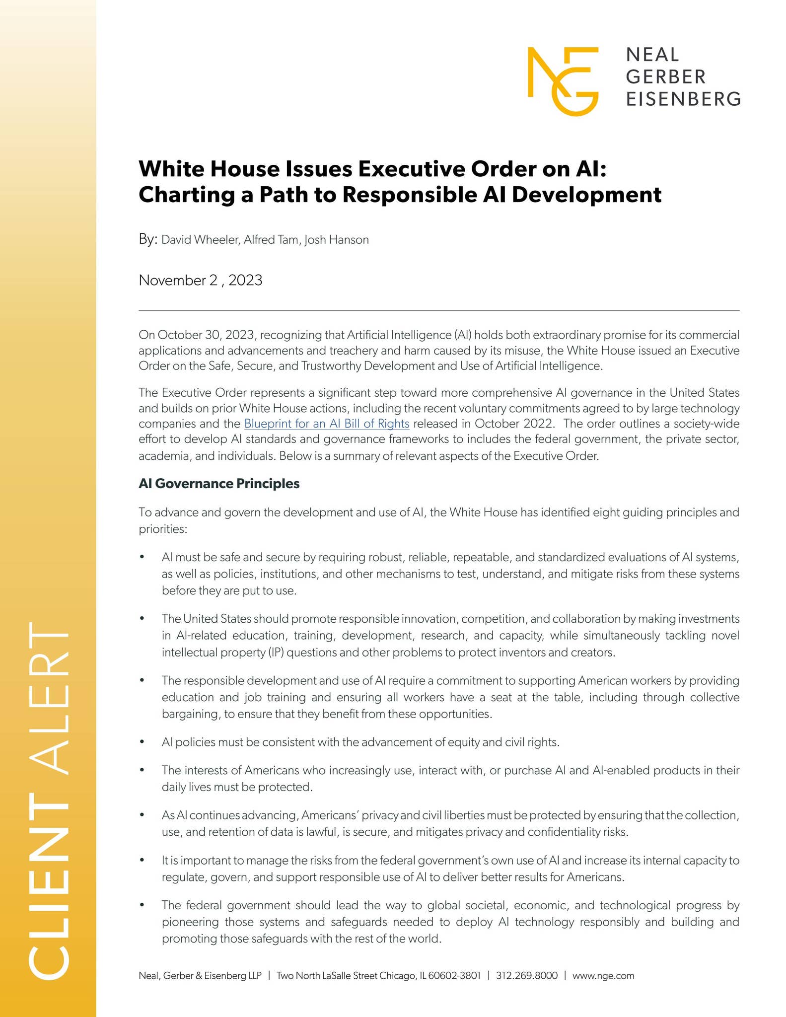 White House Issues Executive Order on AI: Charting a Path to ...