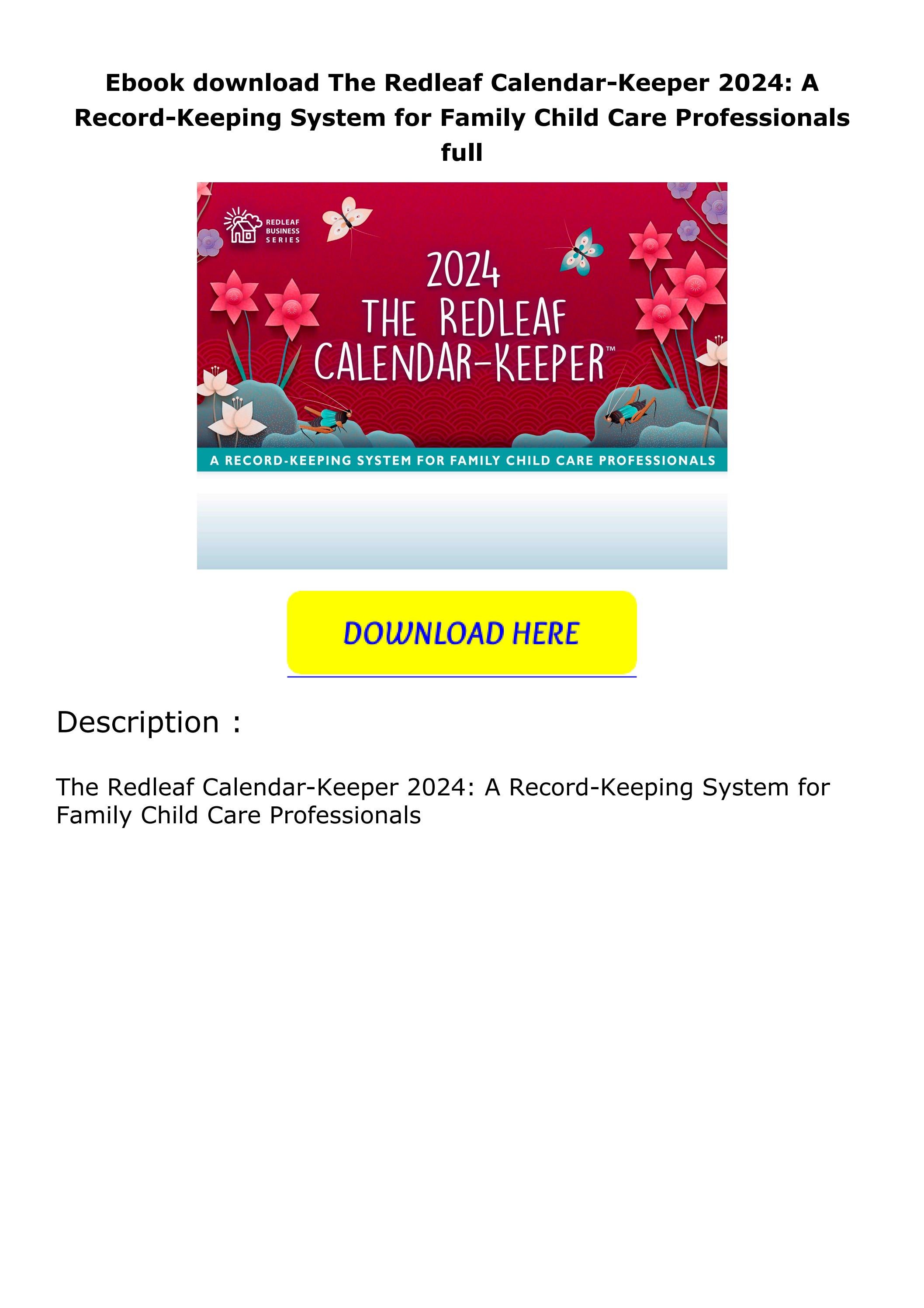 Ebook download The Redleaf CalendarKeeper 2024 A RecordKeeping