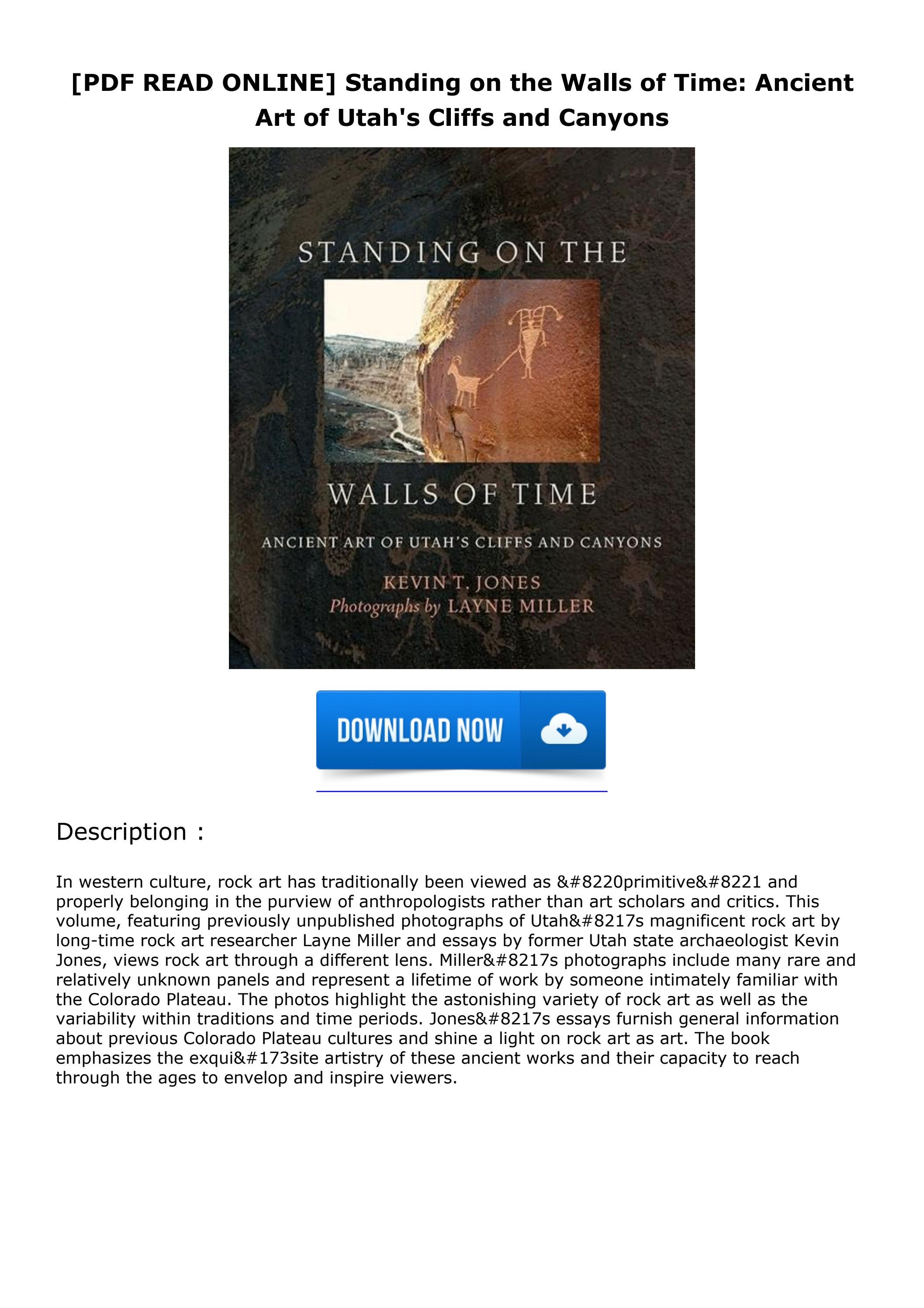 [PDF READ ONLINE] Standing on the Walls of Time Ancient Art of Utah's