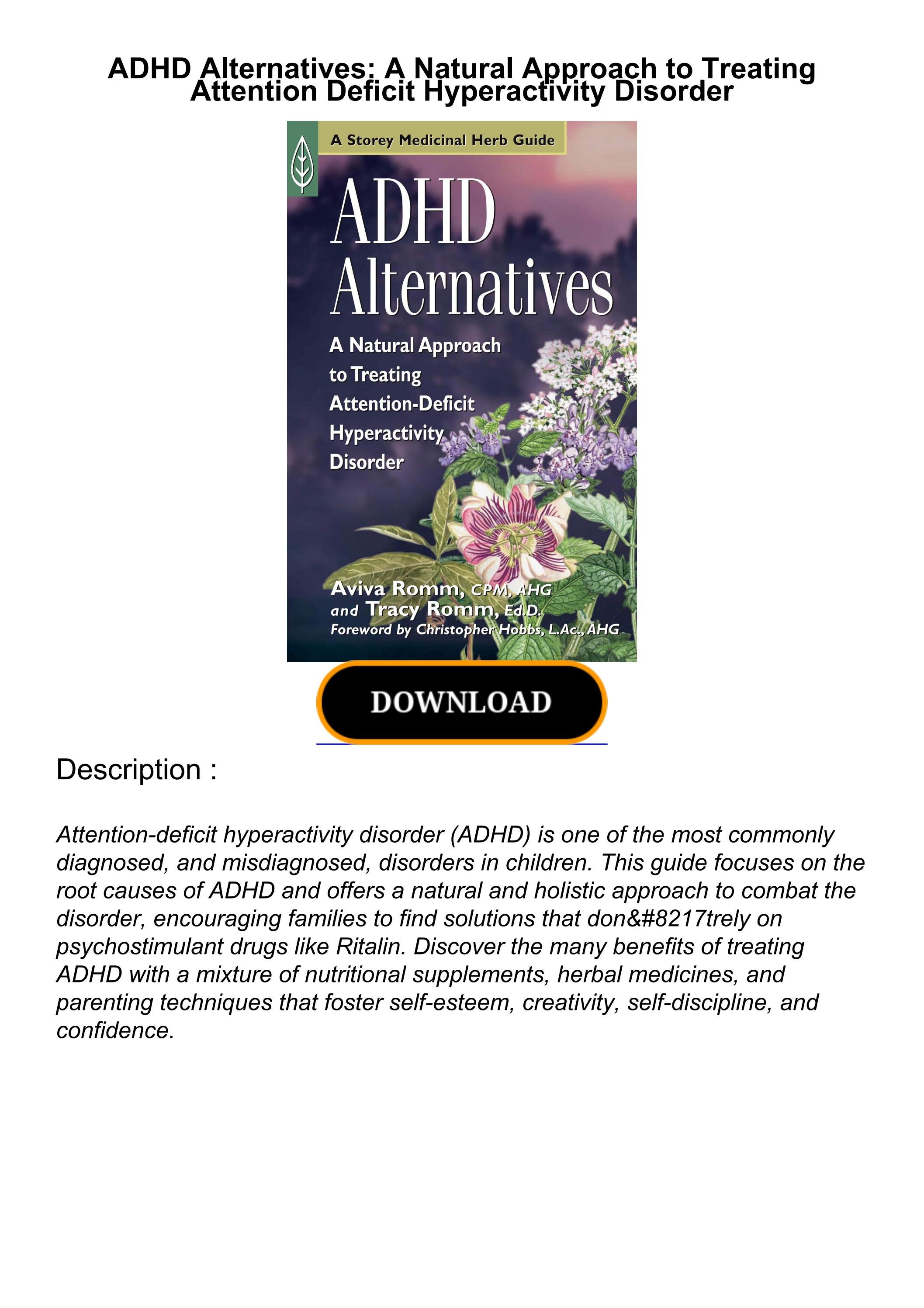 PDF/READ/DOWNLOAD ADHD Alternatives A Natural Approach to Treating