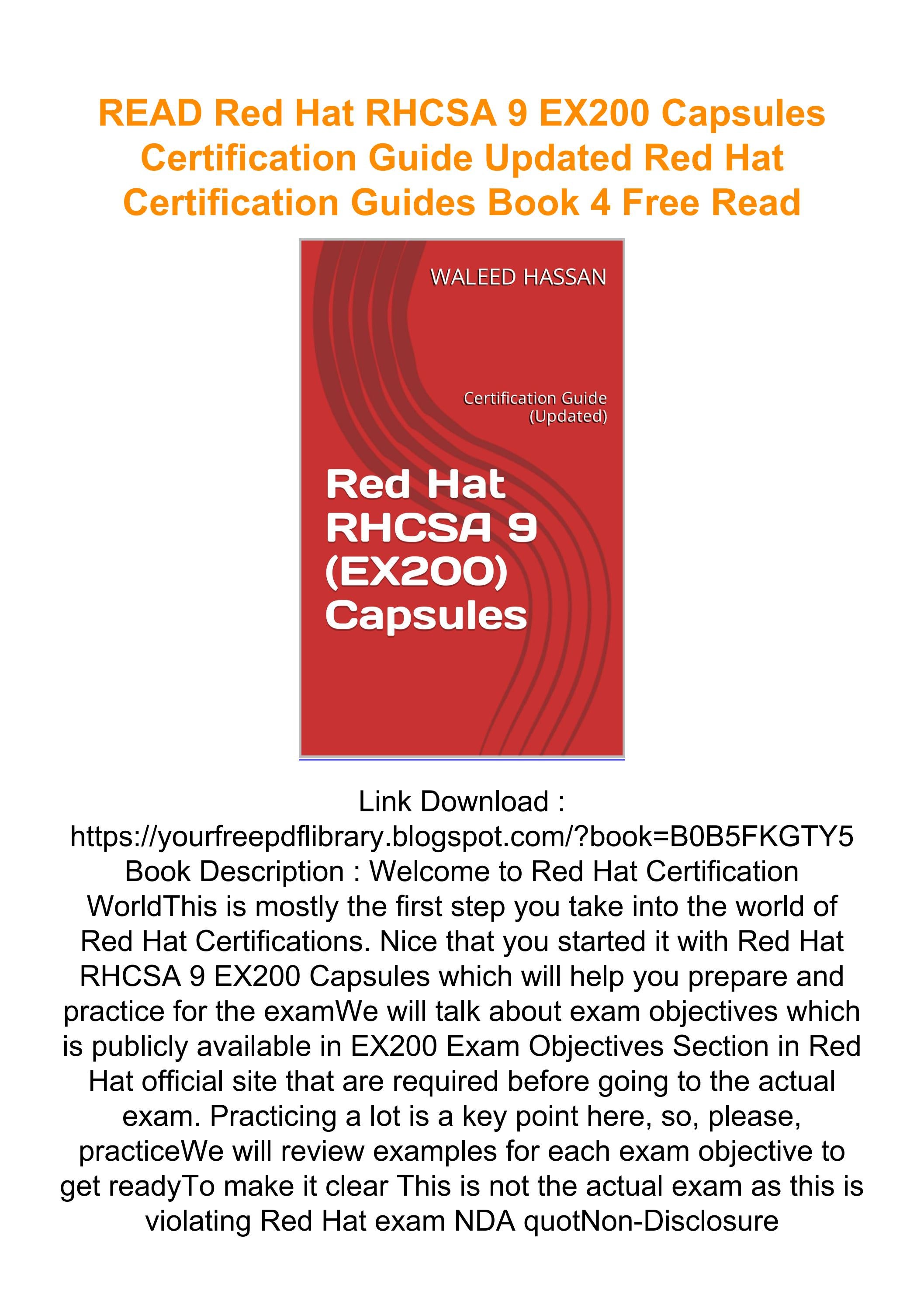READ Red Hat RHCSA 9 EX200 Capsules Certification Guide Updated Red Hat