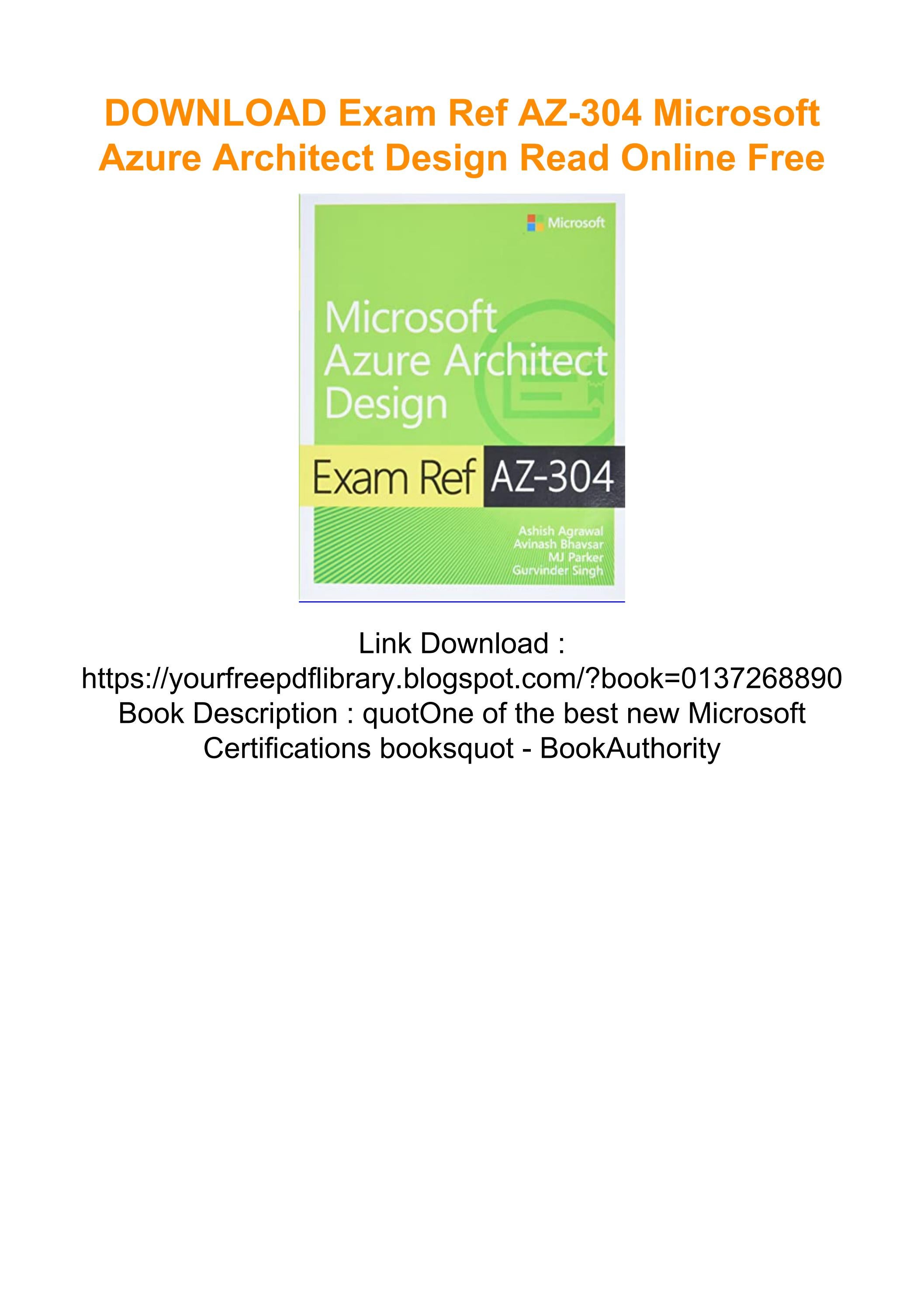DOWNLOAD Exam Ref AZ304 Microsoft Azure Architect Design Read Online