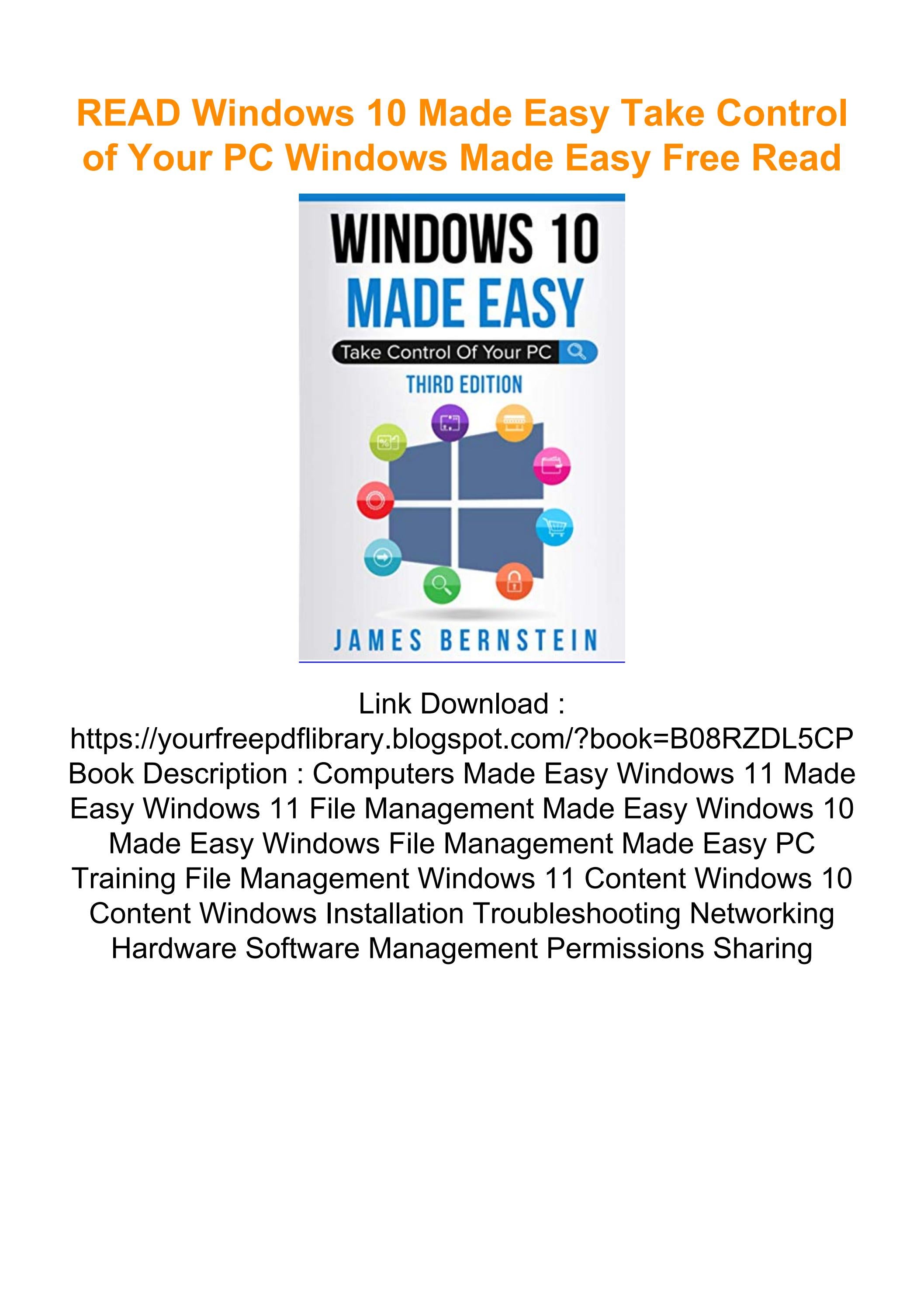 READ Windows 10 Made Easy Take Control of Your PC Windows Made Easy ...