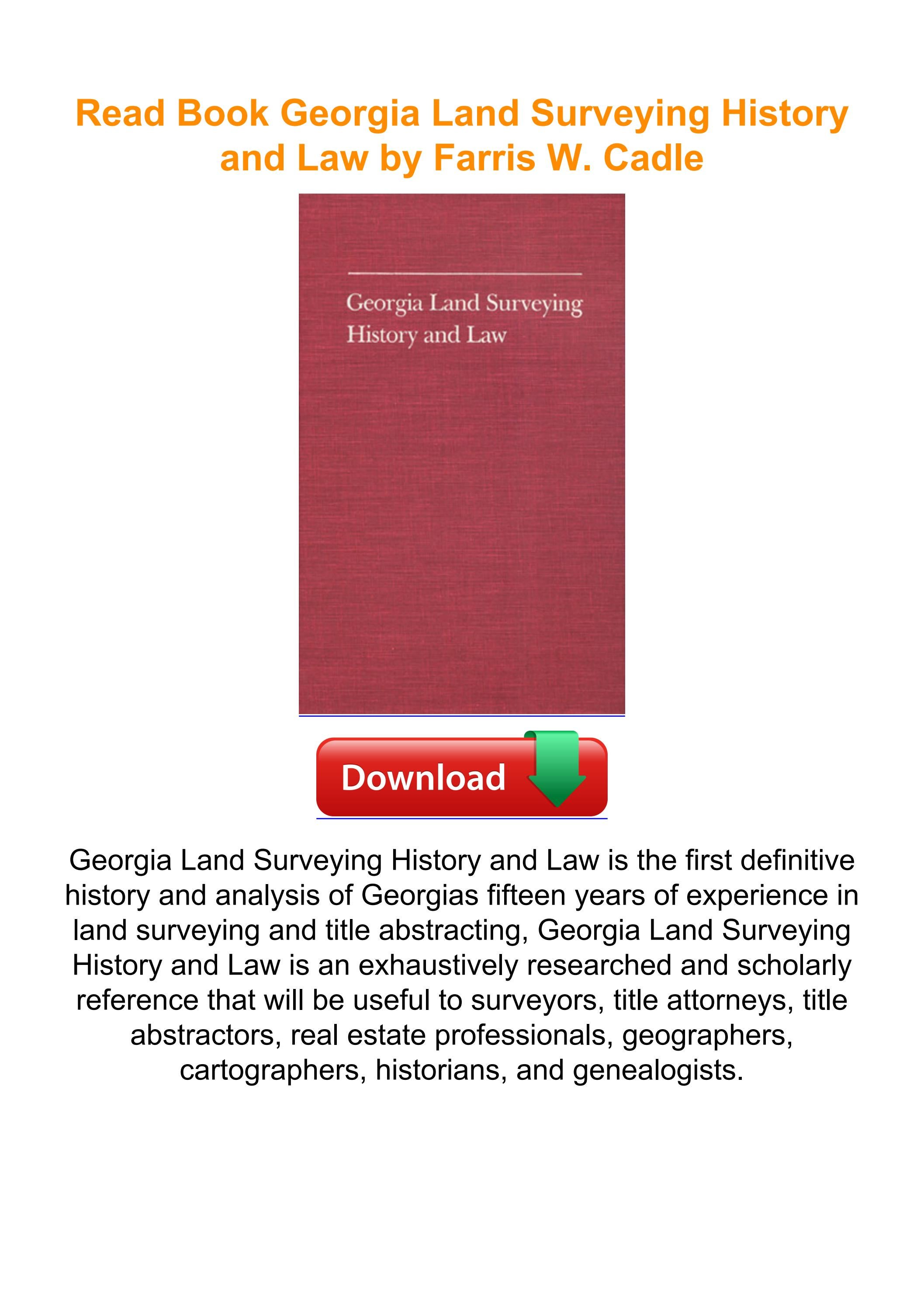 Read Book Land Surveying History and Law by Farris W. Cadle by