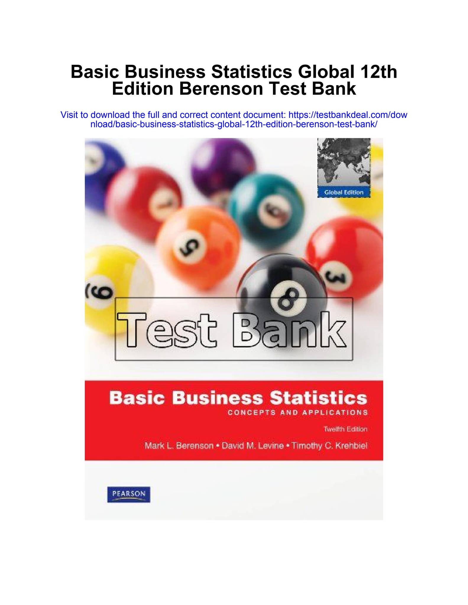 Basic business statistics global 12th edition berenson test bank by ...