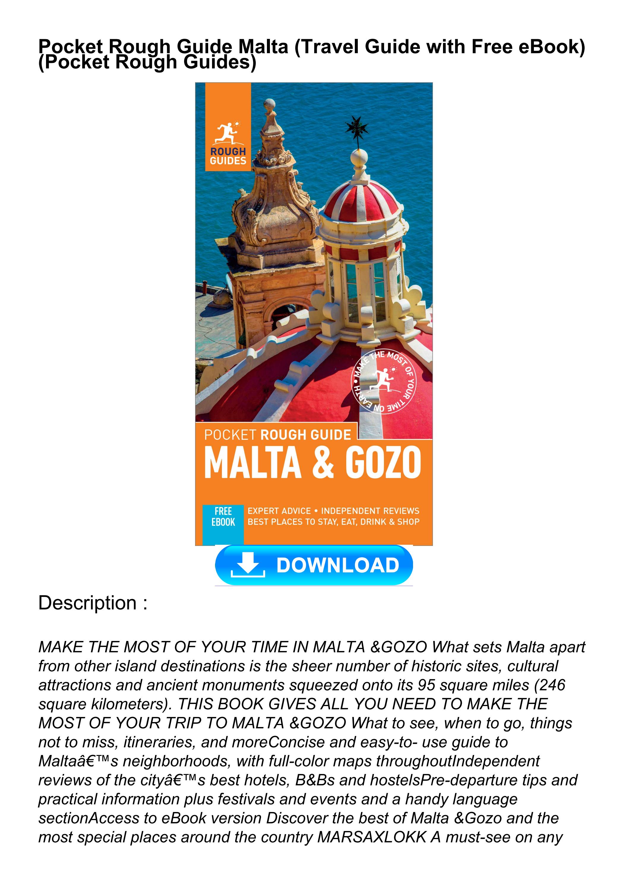 Download Book [PDF] Pocket Rough Guide Malta (Travel Guide with Free