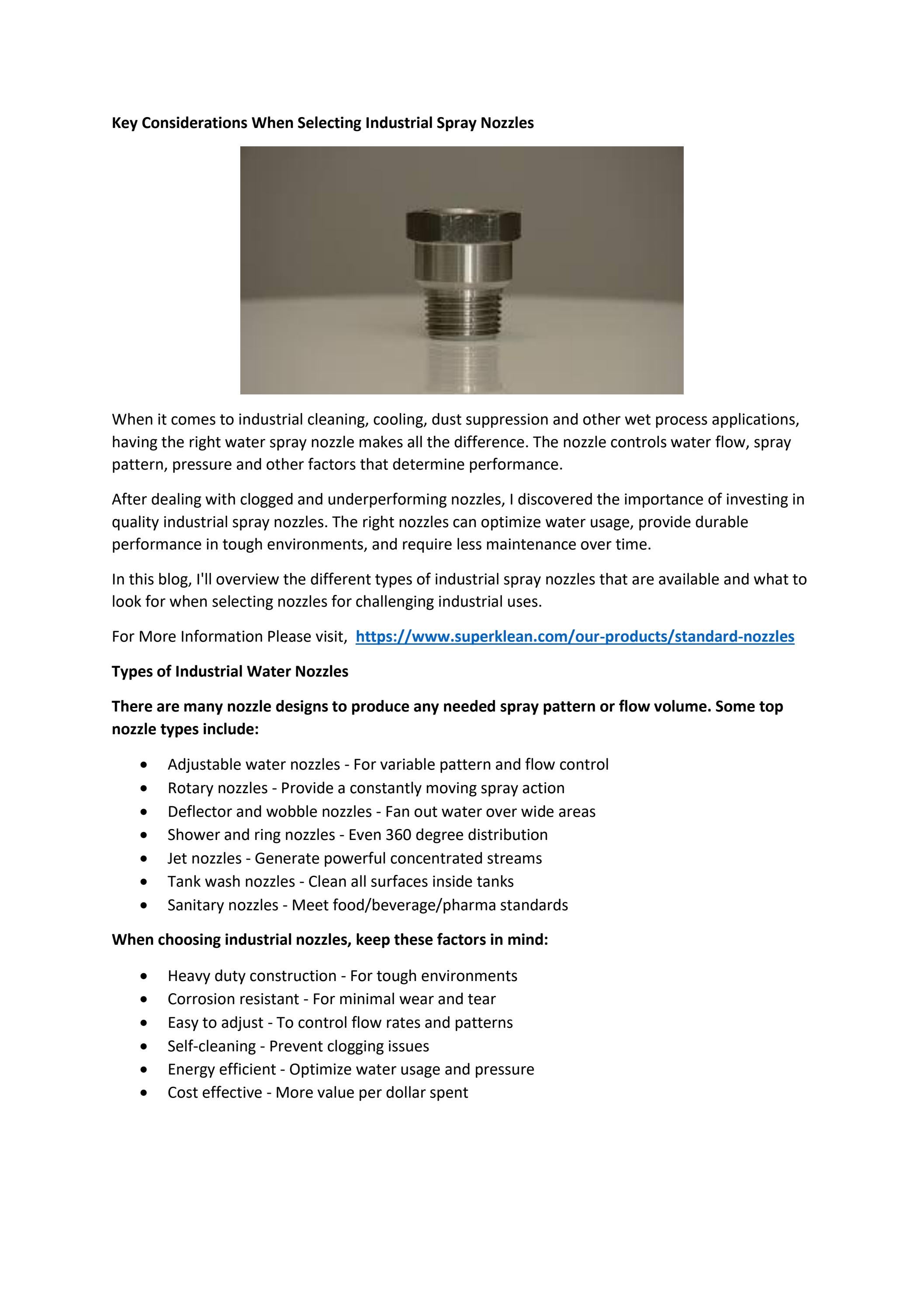 keyconsiderationswhenselectingindustrialspraynozzles by schauntem Issuu