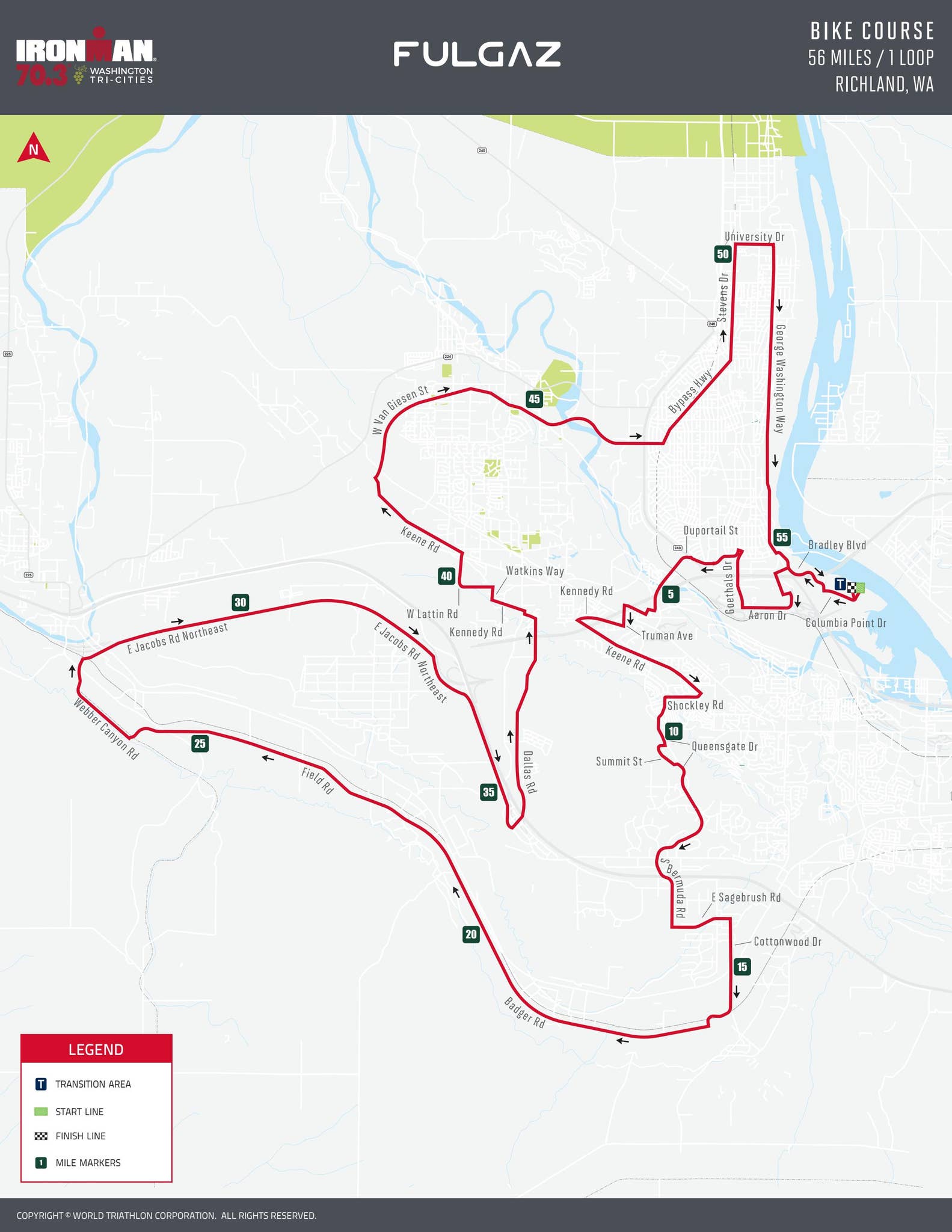 Rocketman Triathlon Course Map.pdf IRONMAN 70.3 Washington Tri-Cities 2024 Bike Course by Visit Tri-Cities ...