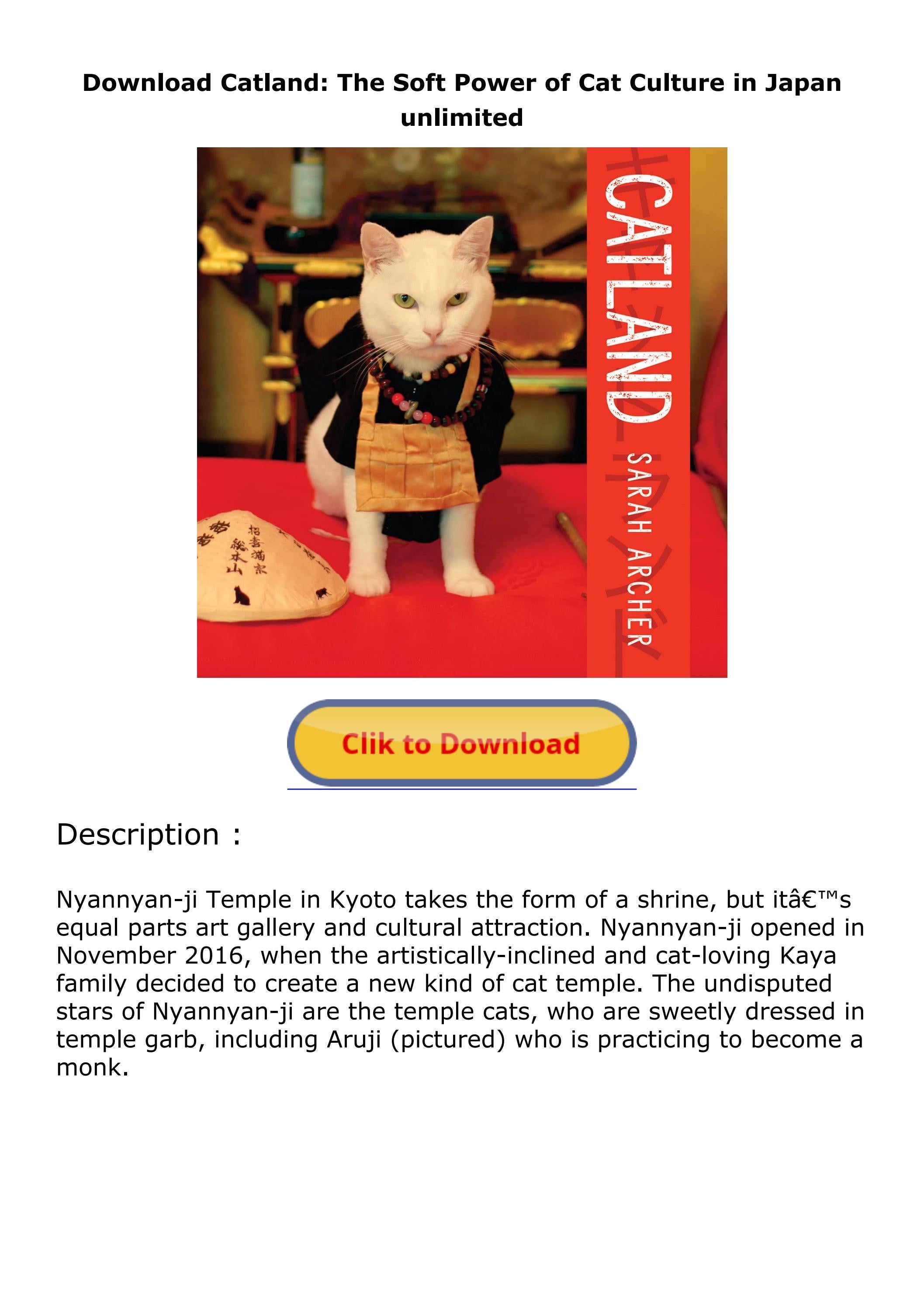 Download Catland The Soft Power of Cat Culture in Japan unlimited by