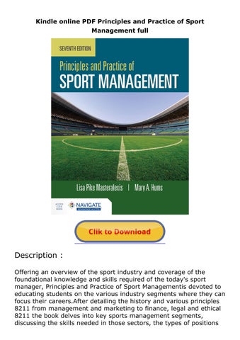 Kindle online PDF Principles and Practice of Sport Management full by ...