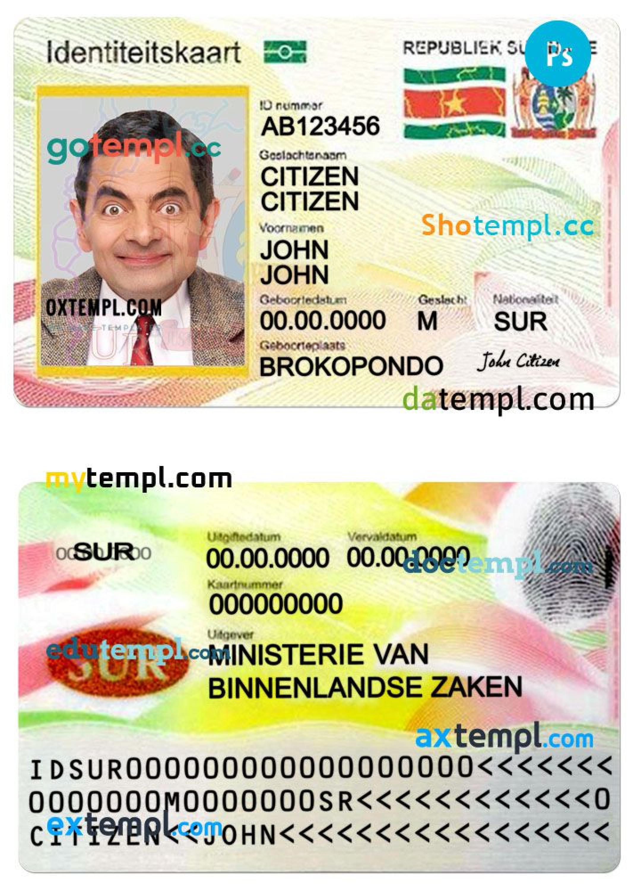 Suriname ID card PSD template, completely editable by doctemplcc Issuu