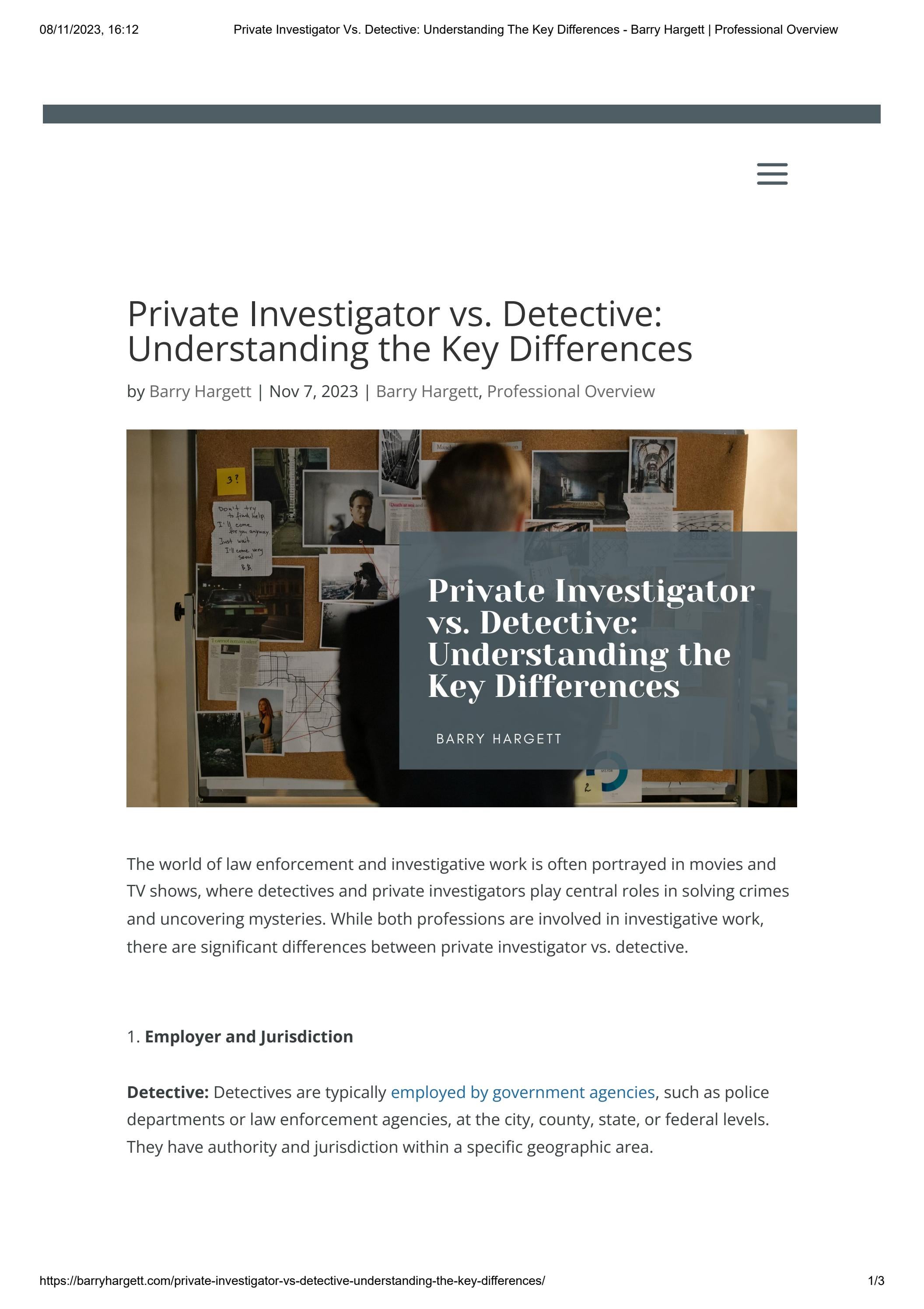 Private Investigator vs. Detective: Understanding the Key Difference by