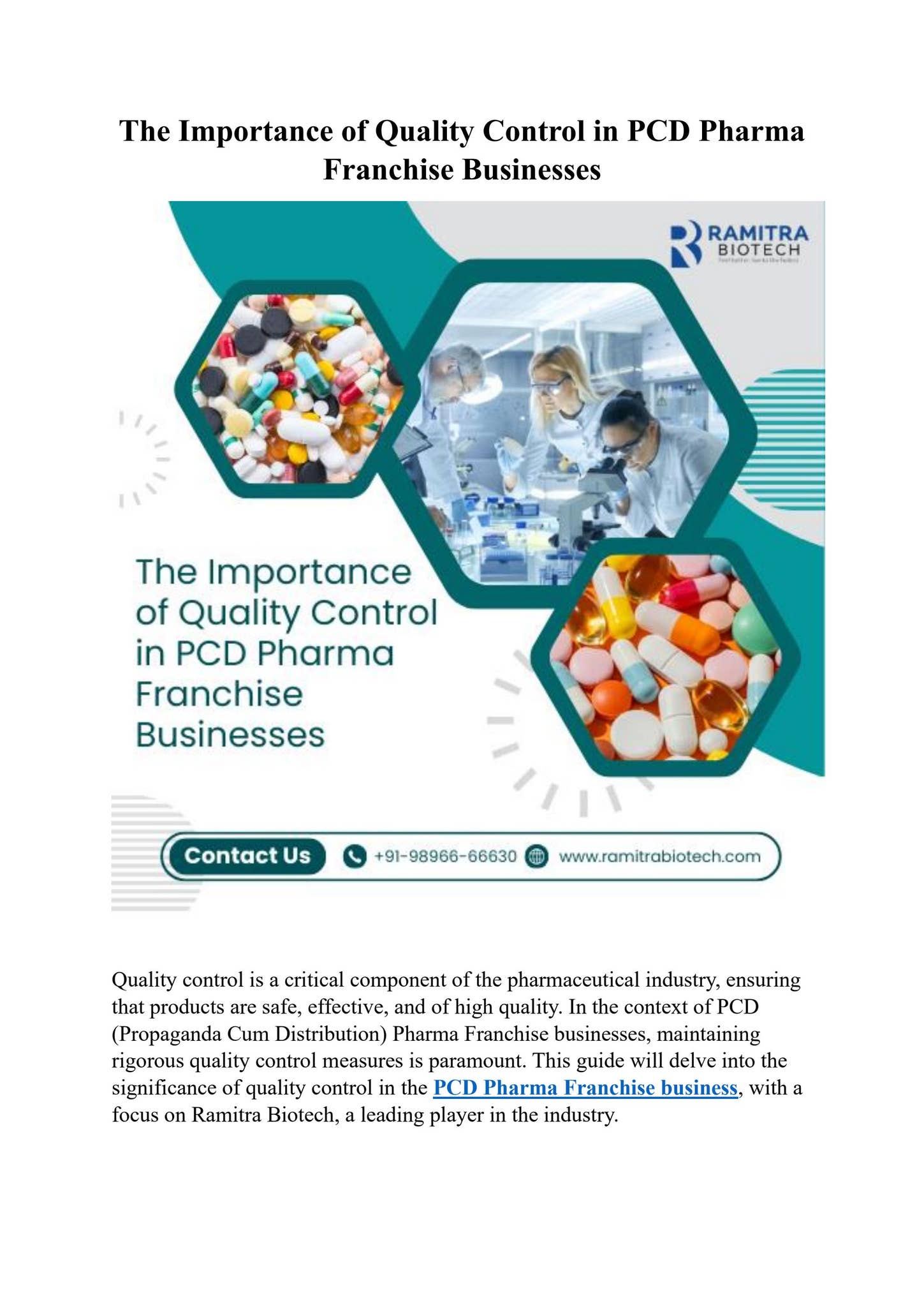 The Importance of Quality Control in PCD Pharma Franchise Businesses by ...