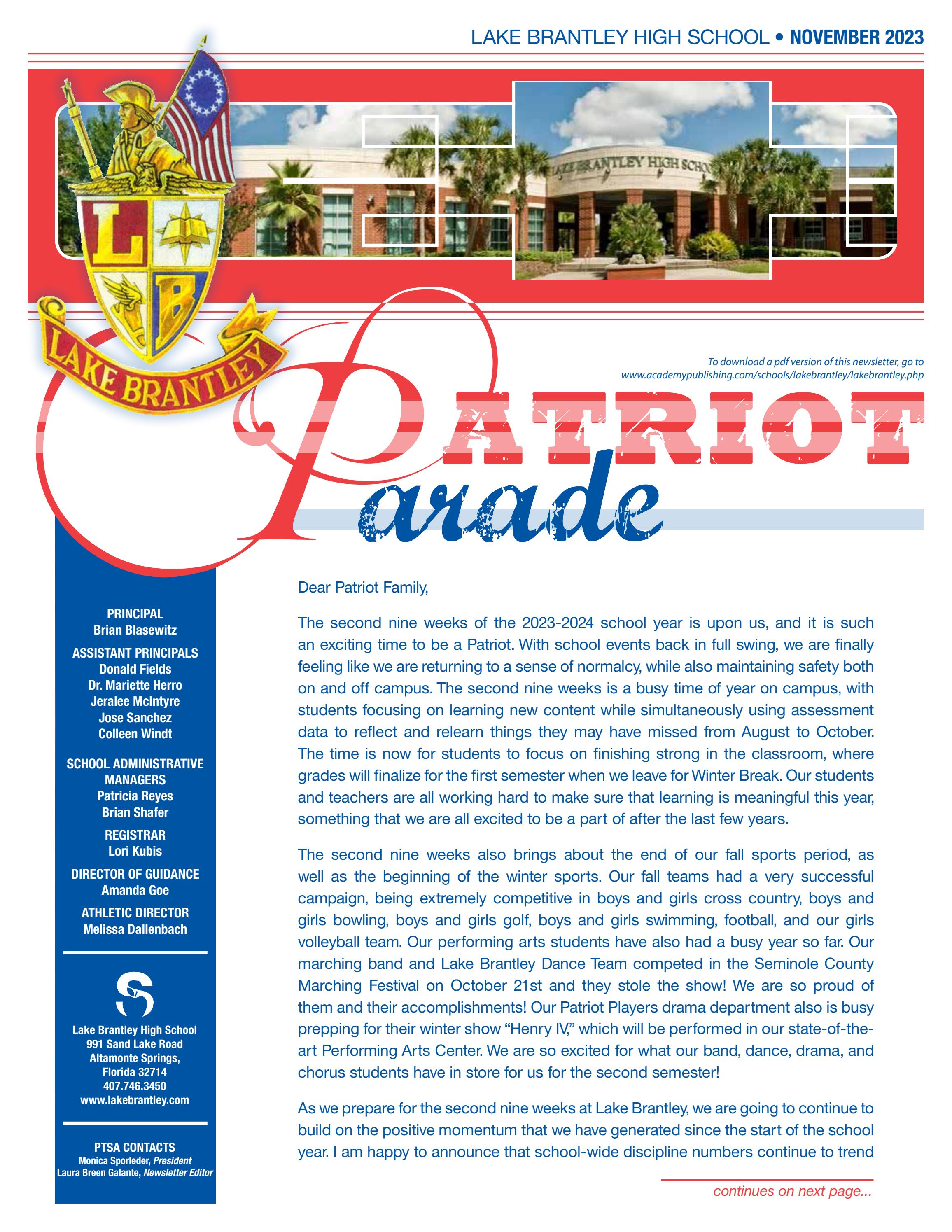 Lake Brantley High School Newsletter by Academy Publishing, Inc. Issuu