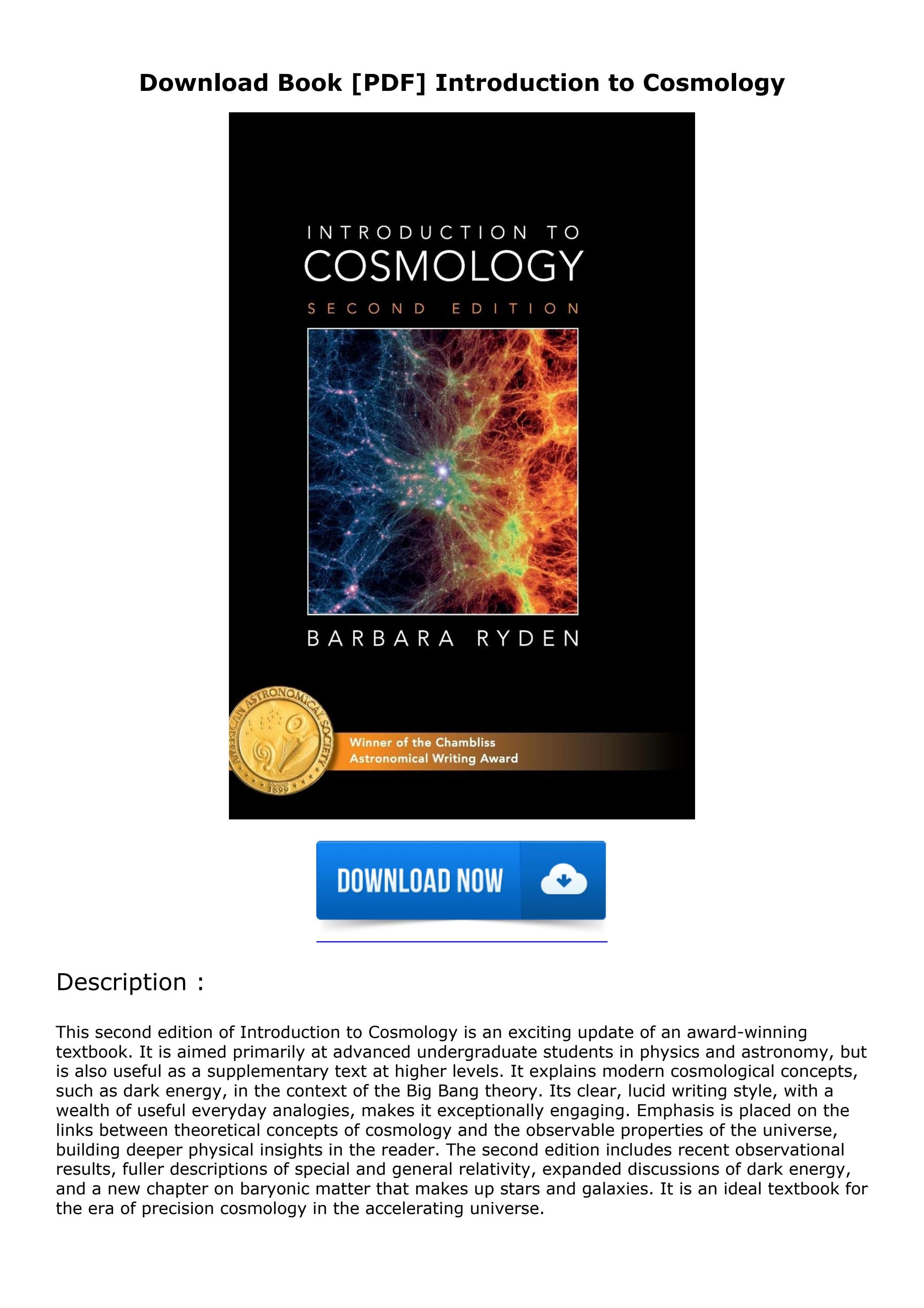 Download Book [PDF] Introduction to Cosmology by cherishguzmanase - Issuu