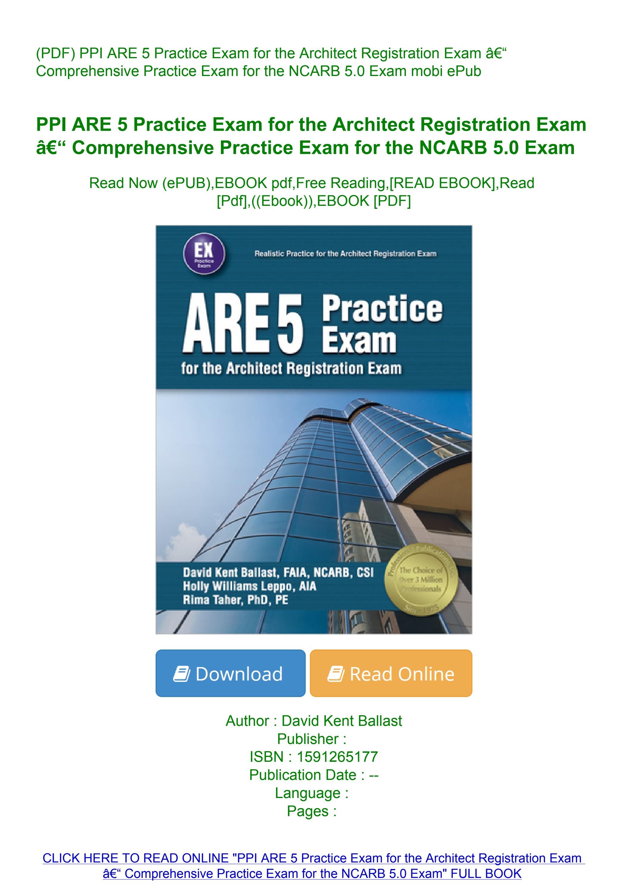 (PDF) PPI ARE 5 Practice Exam for the Architect Registration Exam â