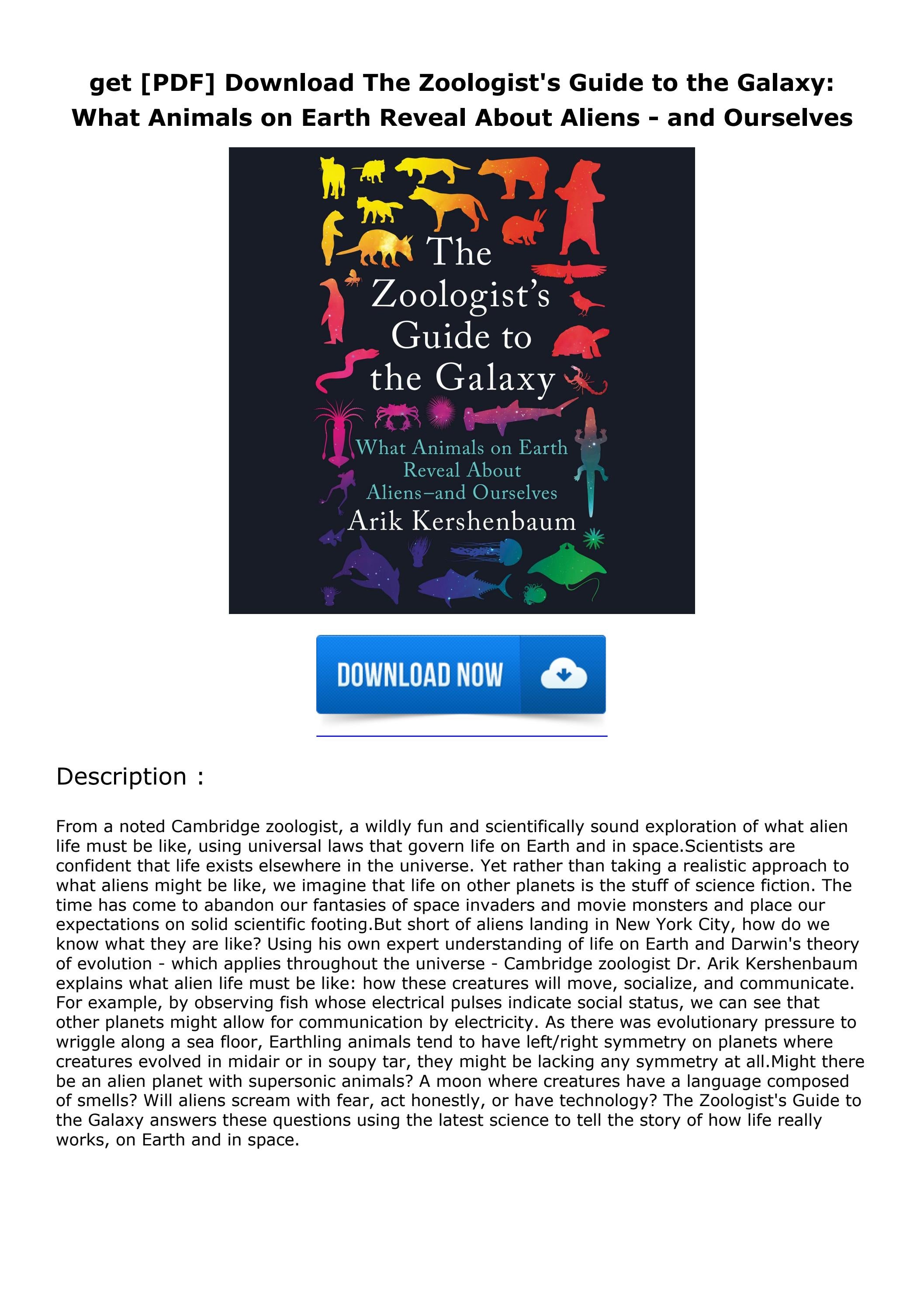 get [PDF] Download The Zoologist's Guide to the Galaxy What Animals on