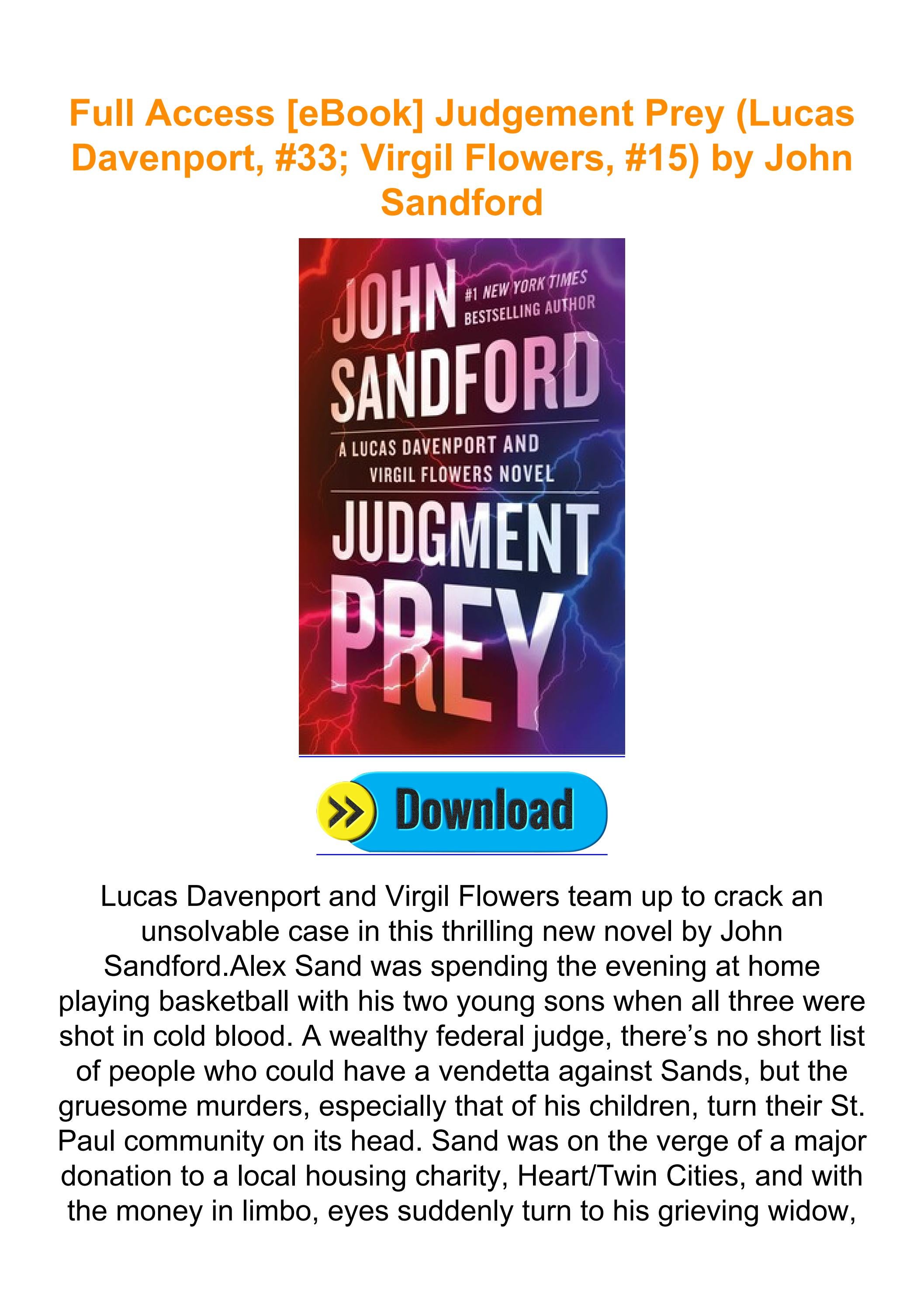 Full Access [eBook] Judgement Prey (Lucas Davenport, 33; Virgil Flowers, 15) by John Sandford
