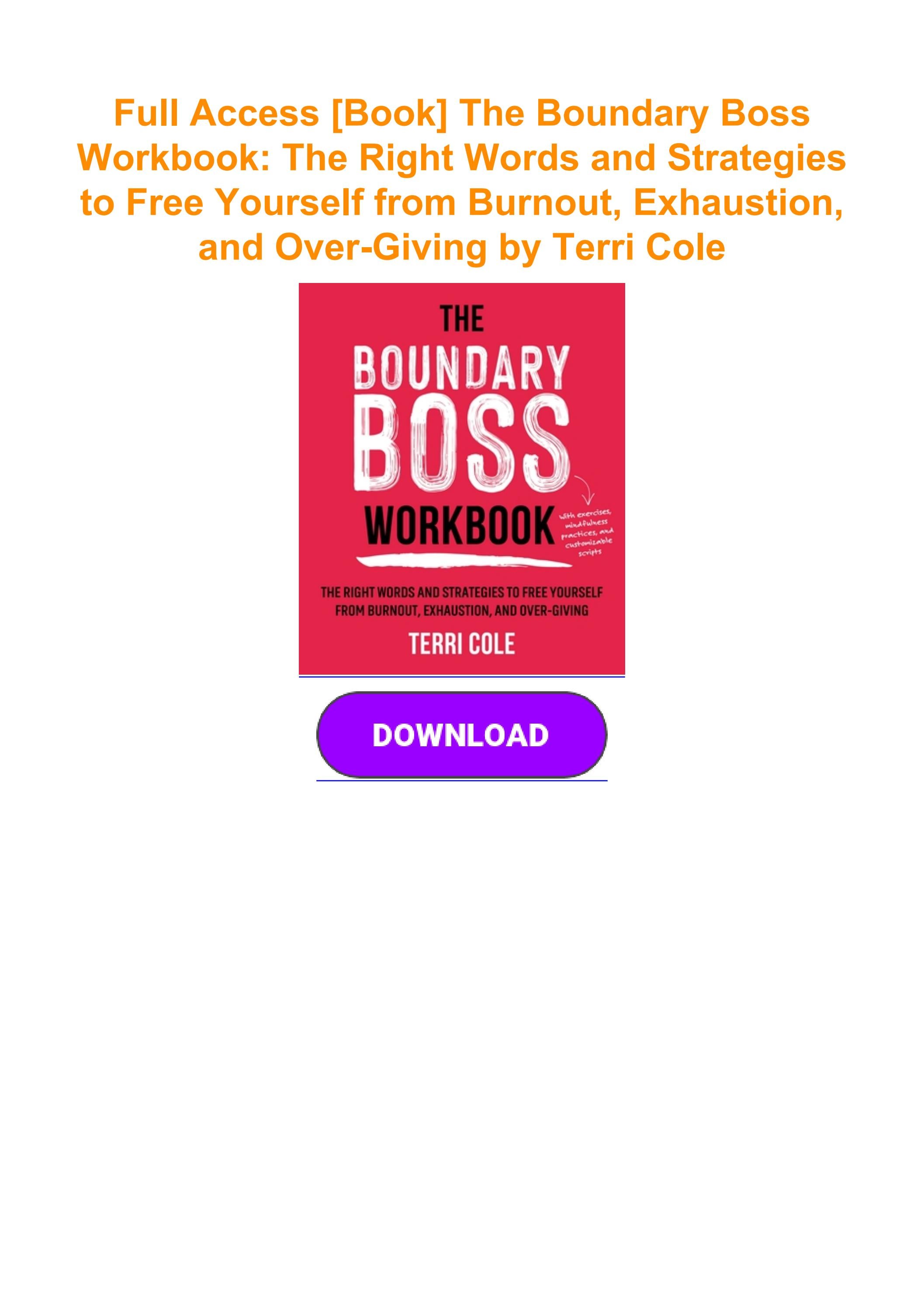 Full Access [Book] The Boundary Boss Workbook The Right Words and